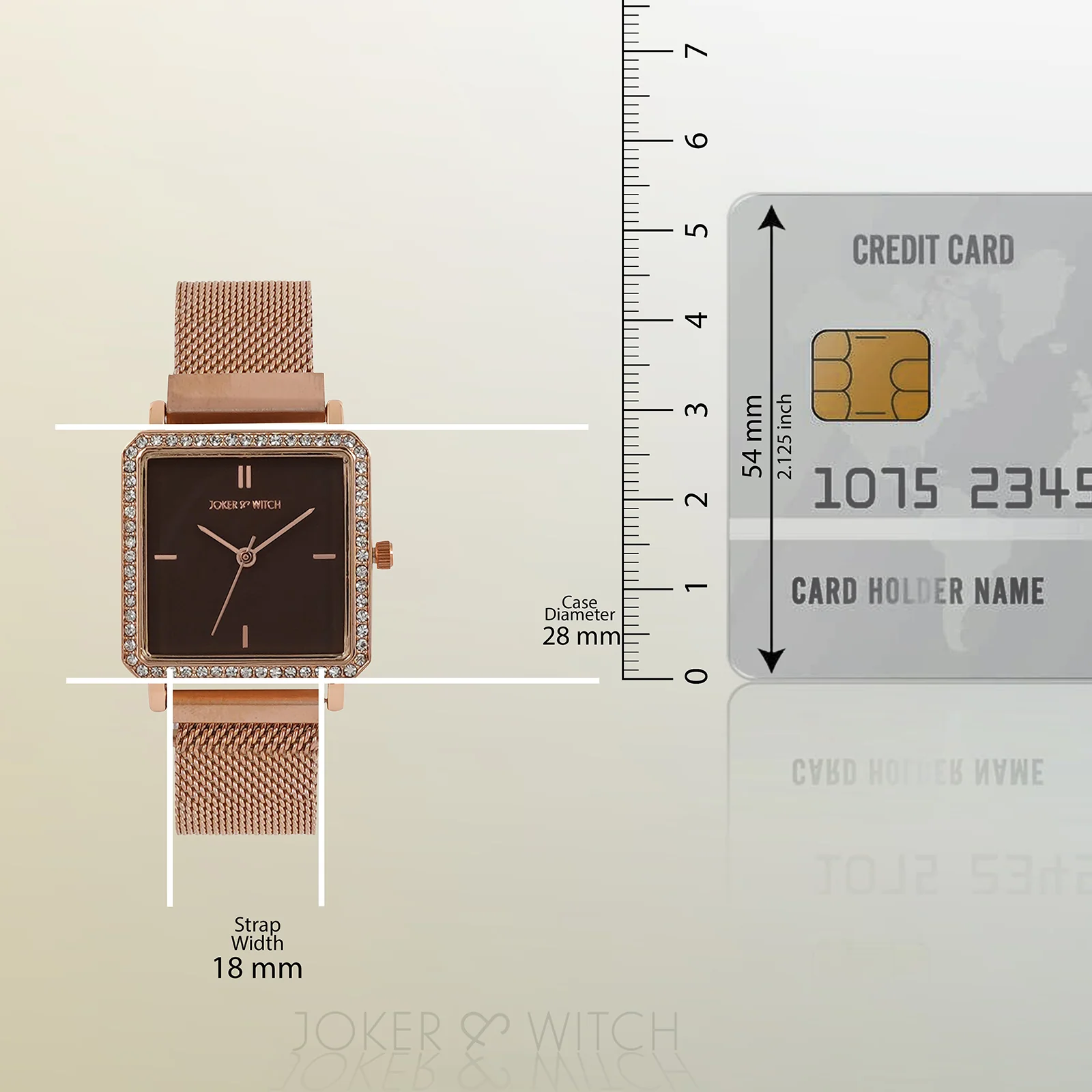 Octa Brown Small Square Rhinestone Dial Rose Gold Magnetic Strap Women's Watch - Image 8