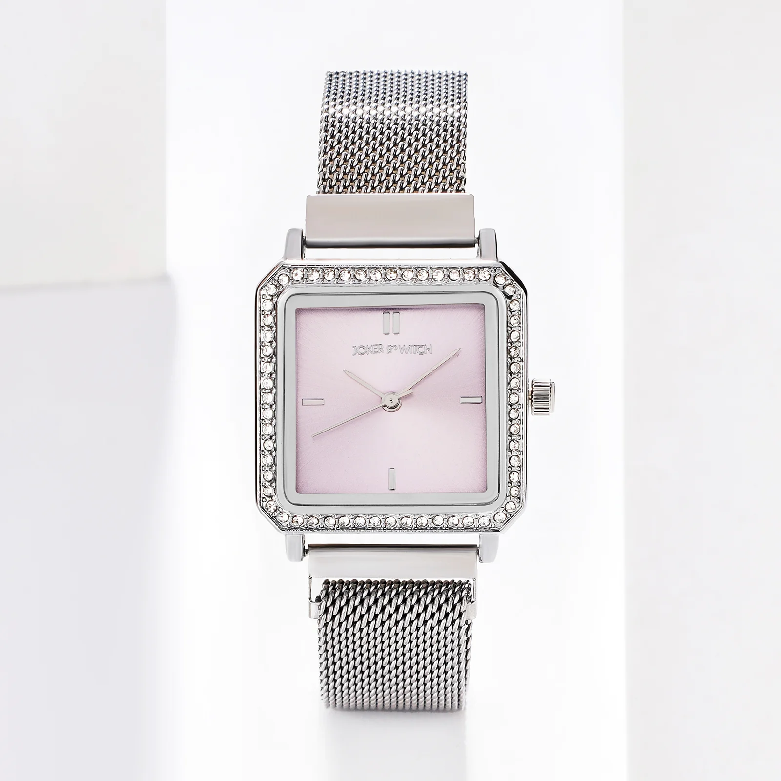 Octa Lavender Small Square Rhinestone Dial Silver Magnetic Strap Women's Watch - Image 2