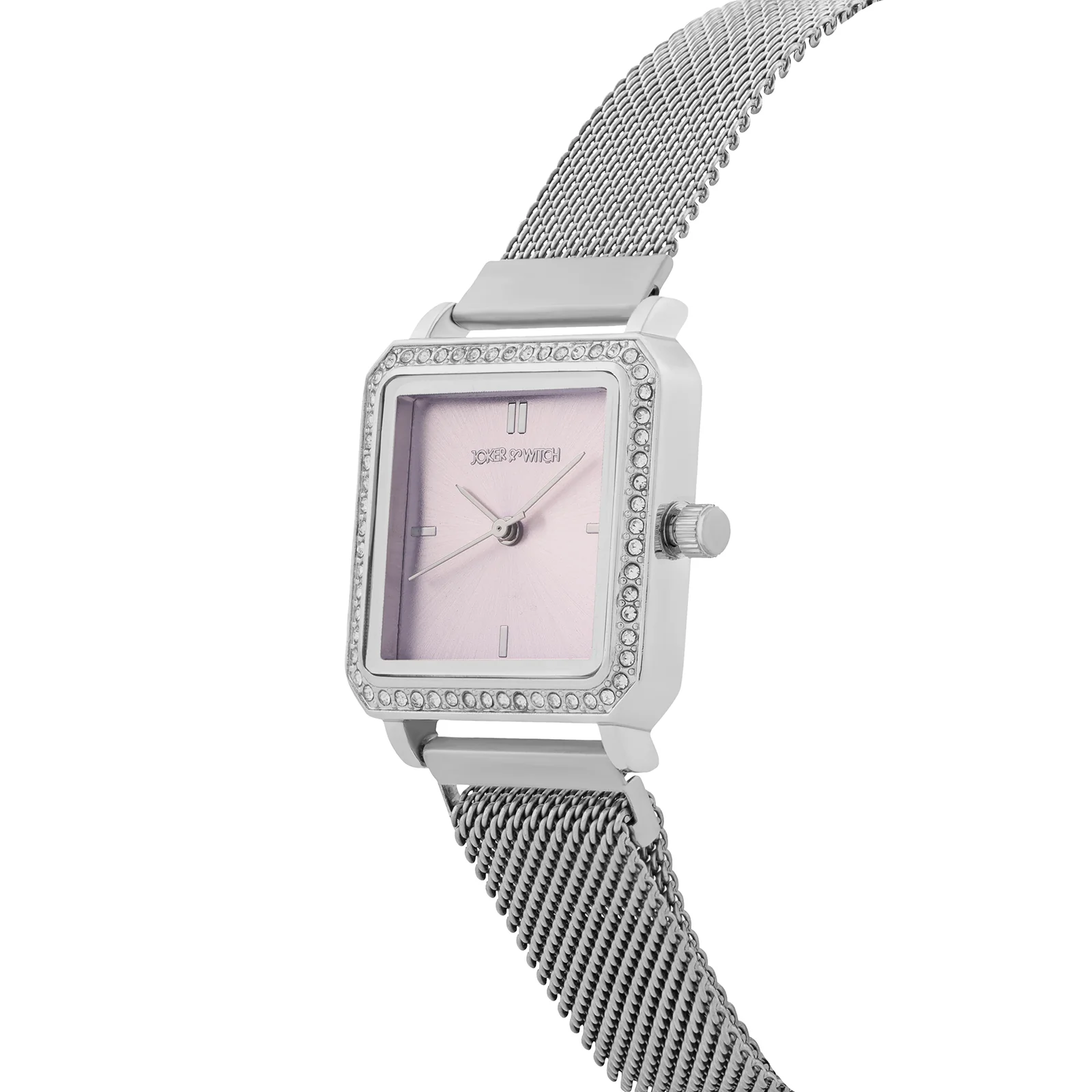 Octa Lavender Small Square Rhinestone Dial Silver Magnetic Strap Women's Watch - Image 4