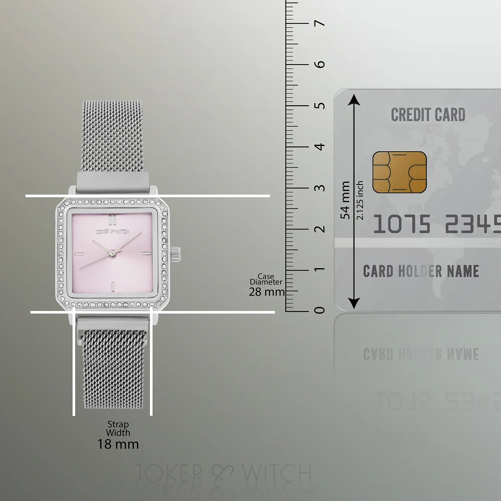 Octa Lavender Small Square Rhinestone Dial Silver Magnetic Strap Women's Watch - Image 8