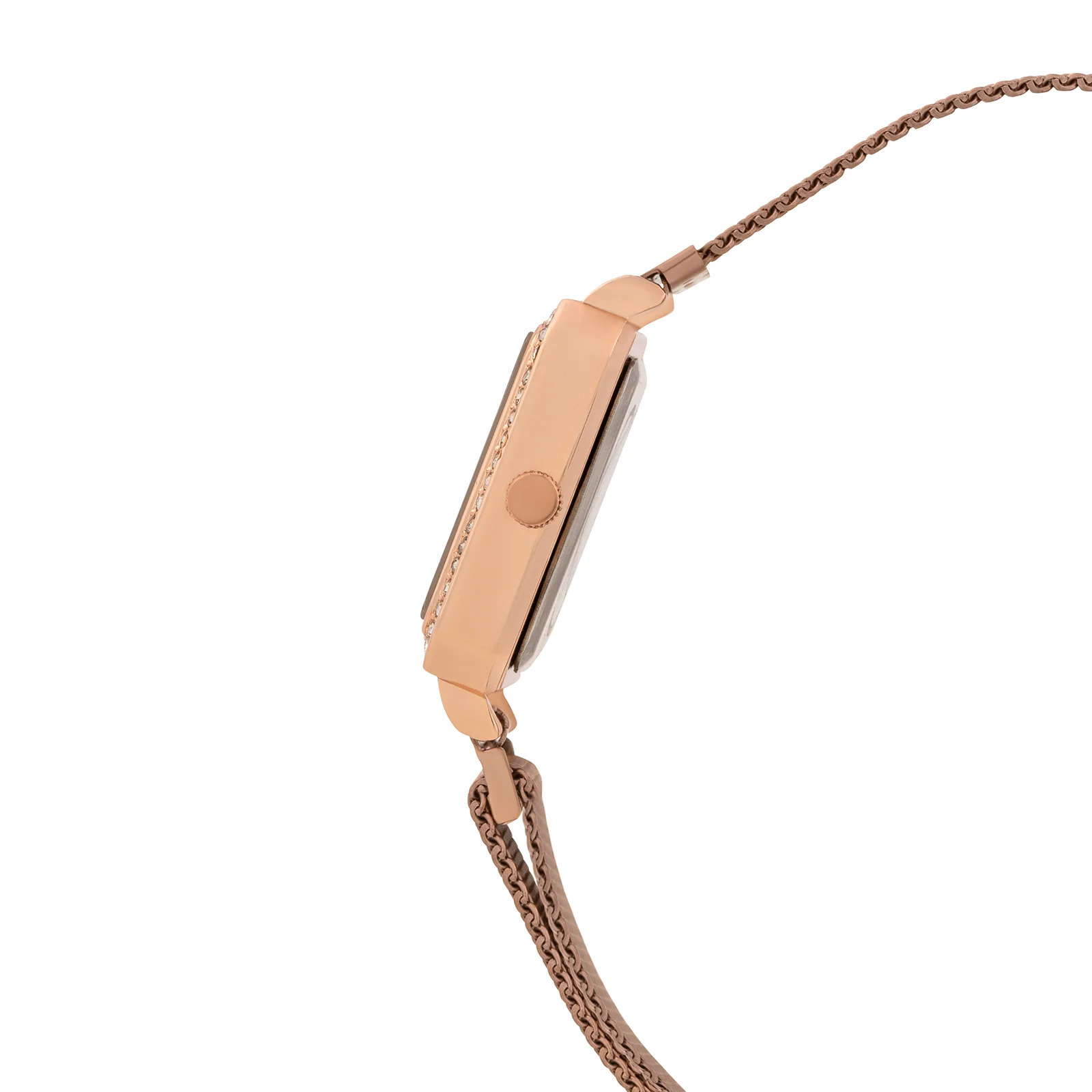 Octa Maroon Small Square Rhinestone Dial Rose Gold Magnetic Strap Women's Watch - Image 5