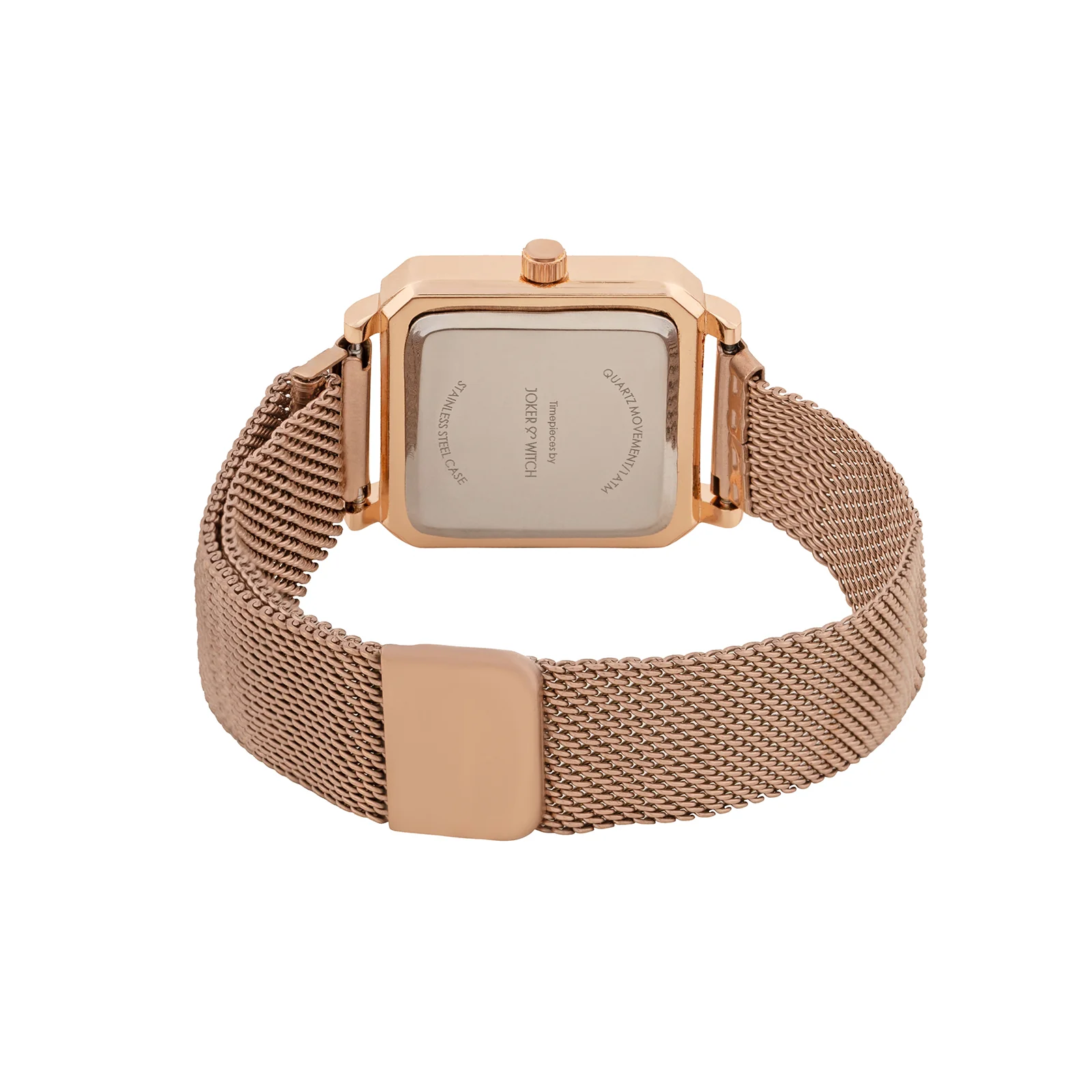 Octa Maroon Small Square Rhinestone Dial Rose Gold Magnetic Strap Women's Watch - Image 6