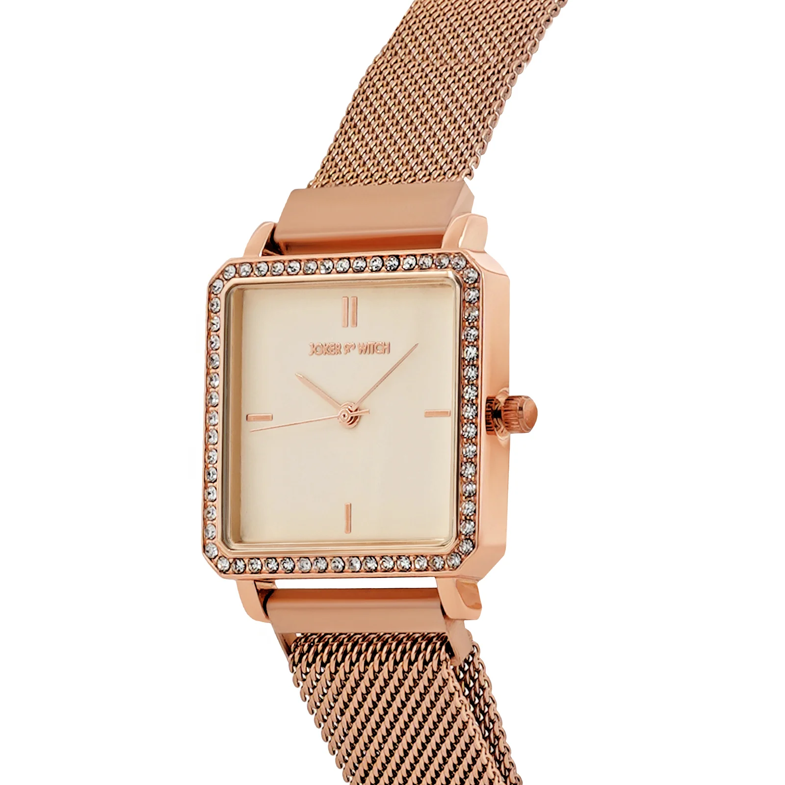Octa Off White Small Square Rhinestone Dial Rose Gold Magnetic Strap Women's Watch - Image 4