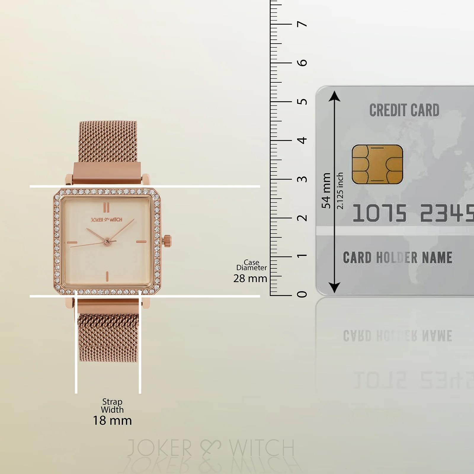 Octa Off White Small Square Rhinestone Dial Rose Gold Magnetic Strap Women's Watch - Image 8