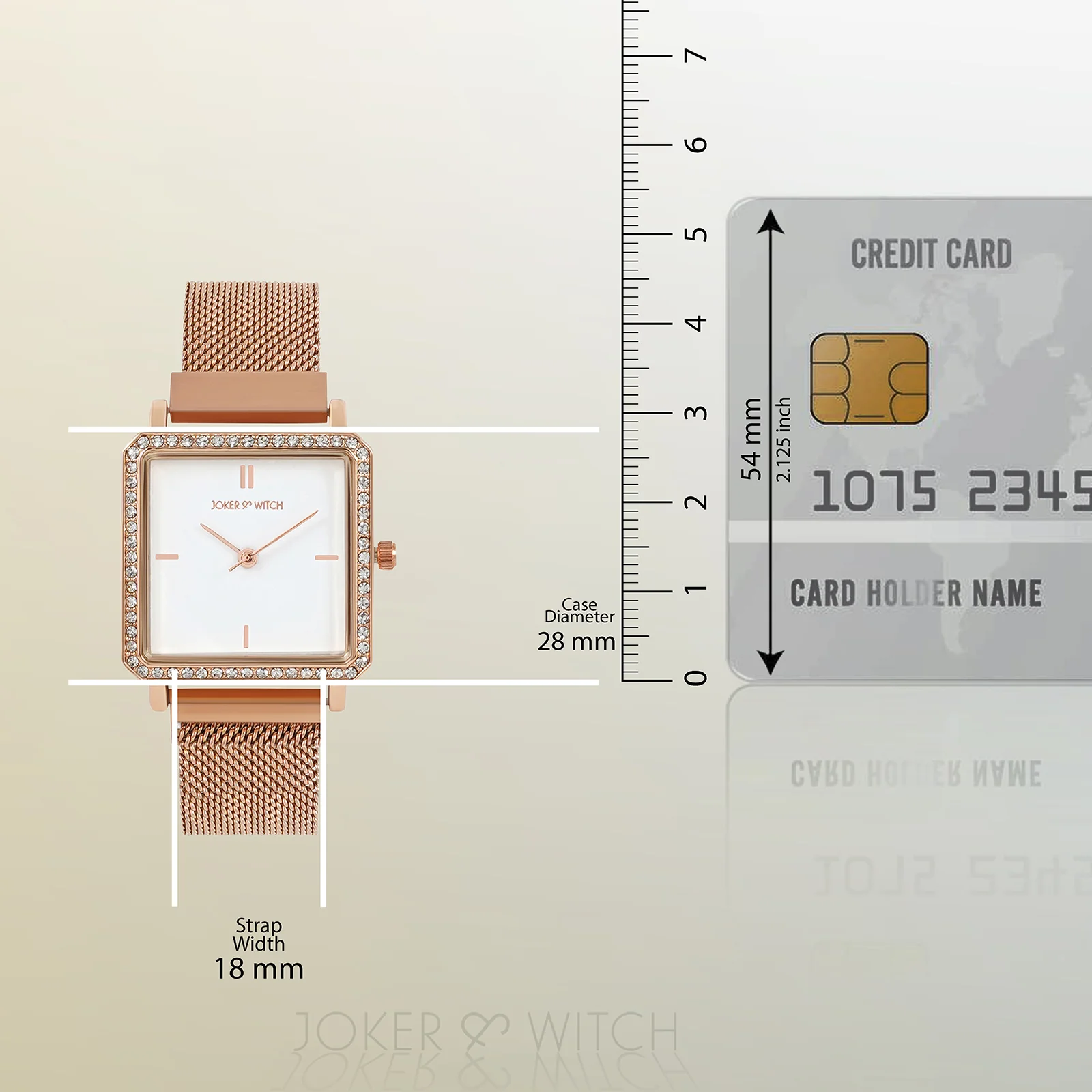 Octa White Small Square Rhinestone Dial Rose Gold Magnetic Strap Women's Watch - Image 8