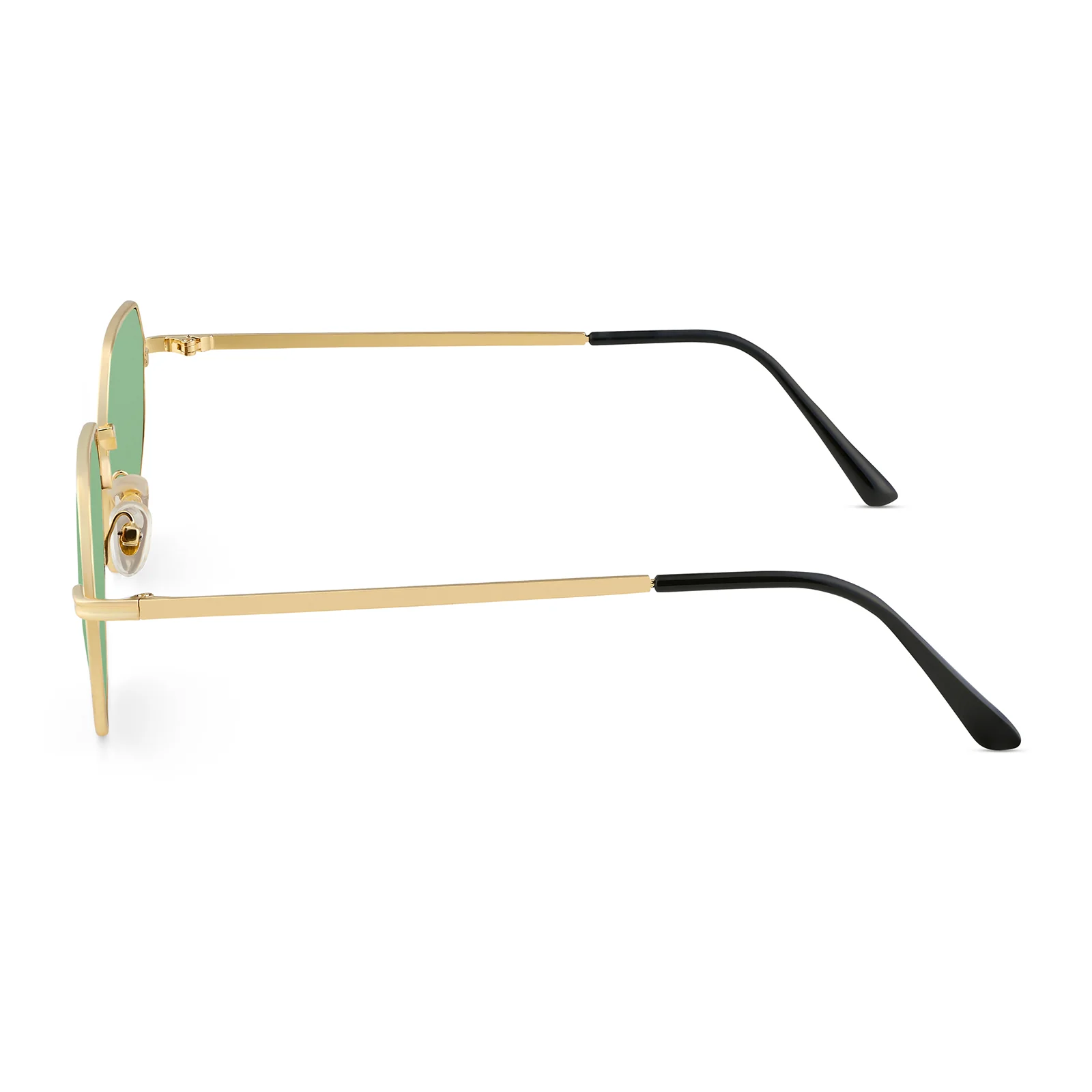 Octara Octagon Shaped Sunglasses And Gold Frames With Dark Green Lenses - Image 6