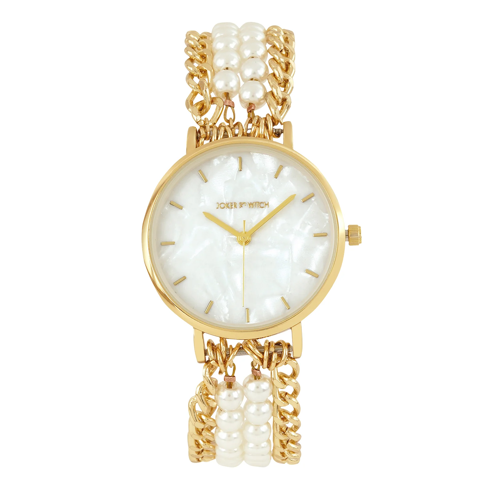 Odessa White MOP Medium Dial Gold Pearl Strap Women's Watch - Image 4
