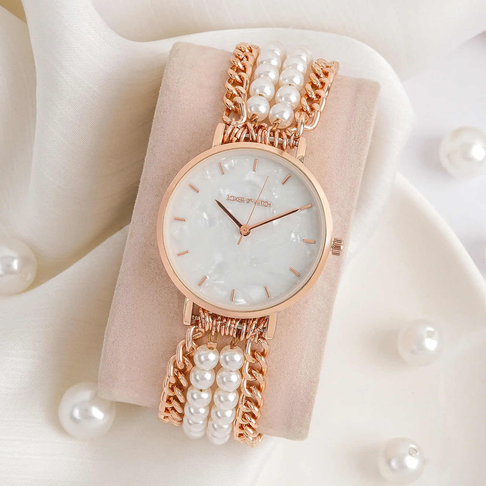 Odessa White MOP Medium Dial Rose Gold Pearl Strap Women's Watch - Image 3