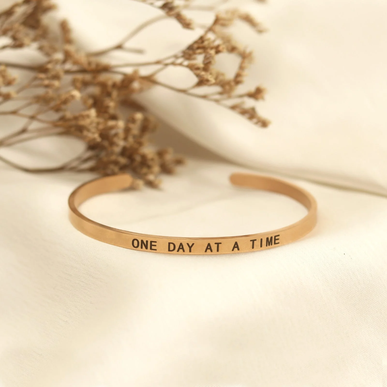 One Day At A Time Rose Gold Mantra Band - Image 2