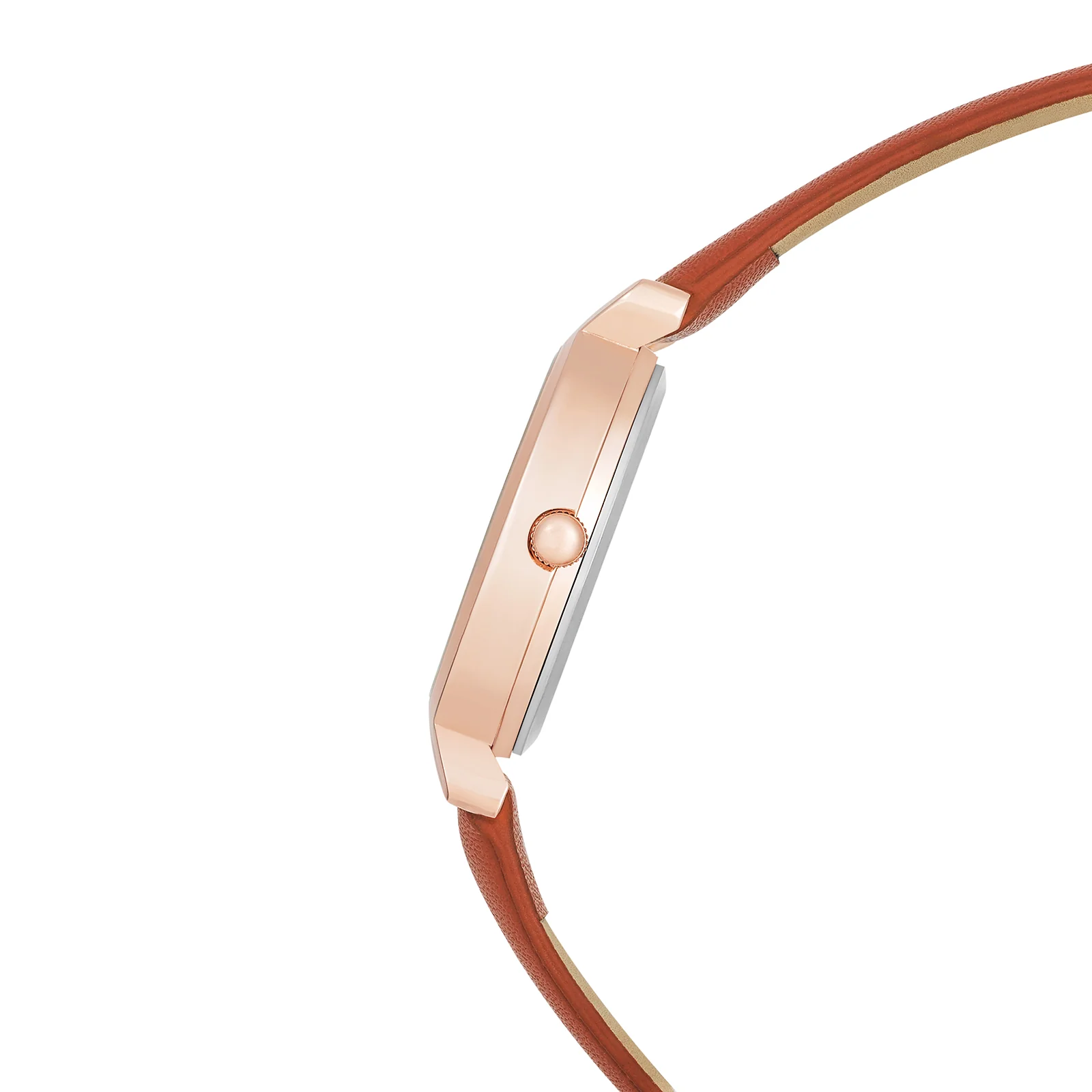 Opal Silver Sunray Medium Dial Brown PU Strap Women's Watch - Image 5