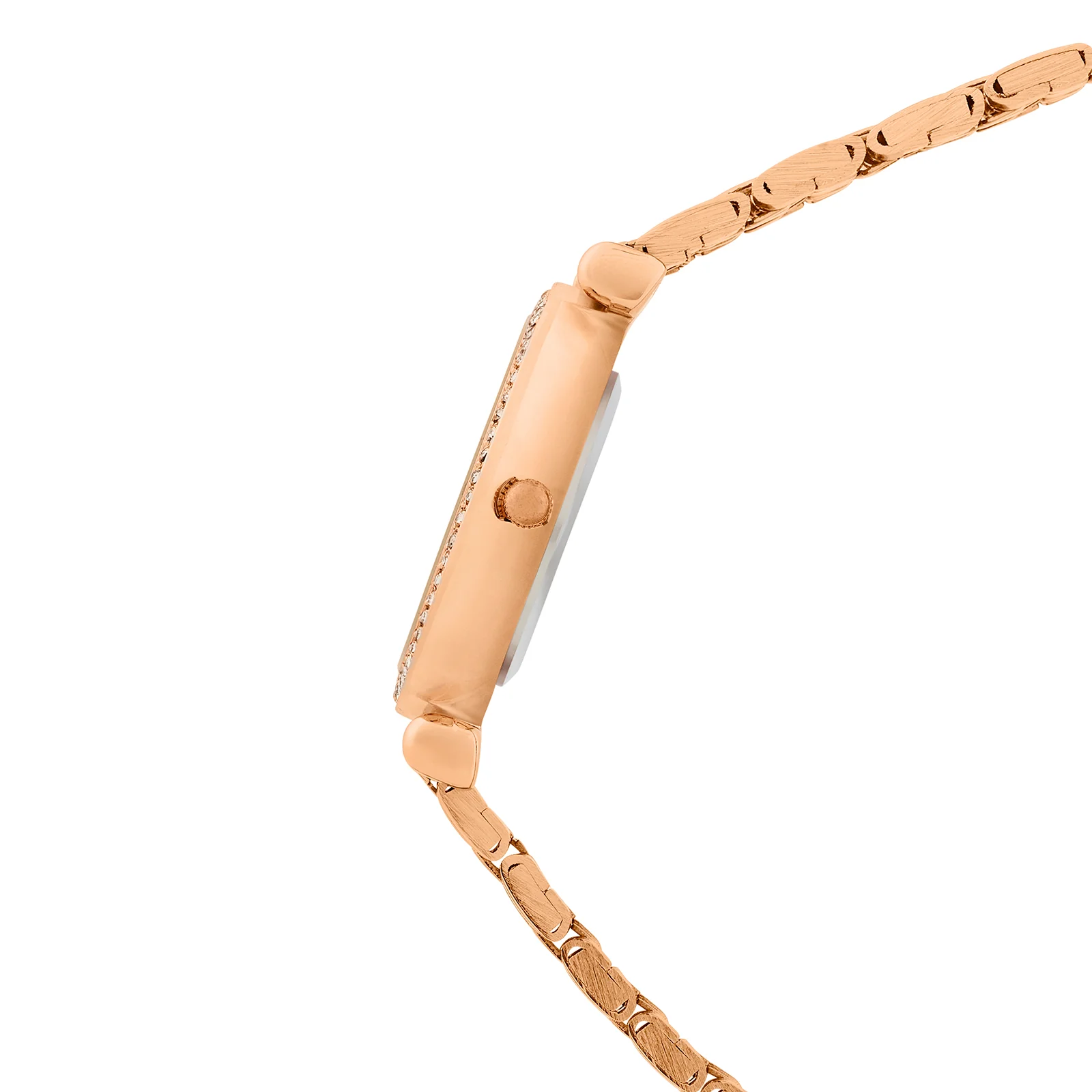 Opaline White Medium Rhinestone Dial Rose Gold Linked Chain Strap Women's Watch - Image 5