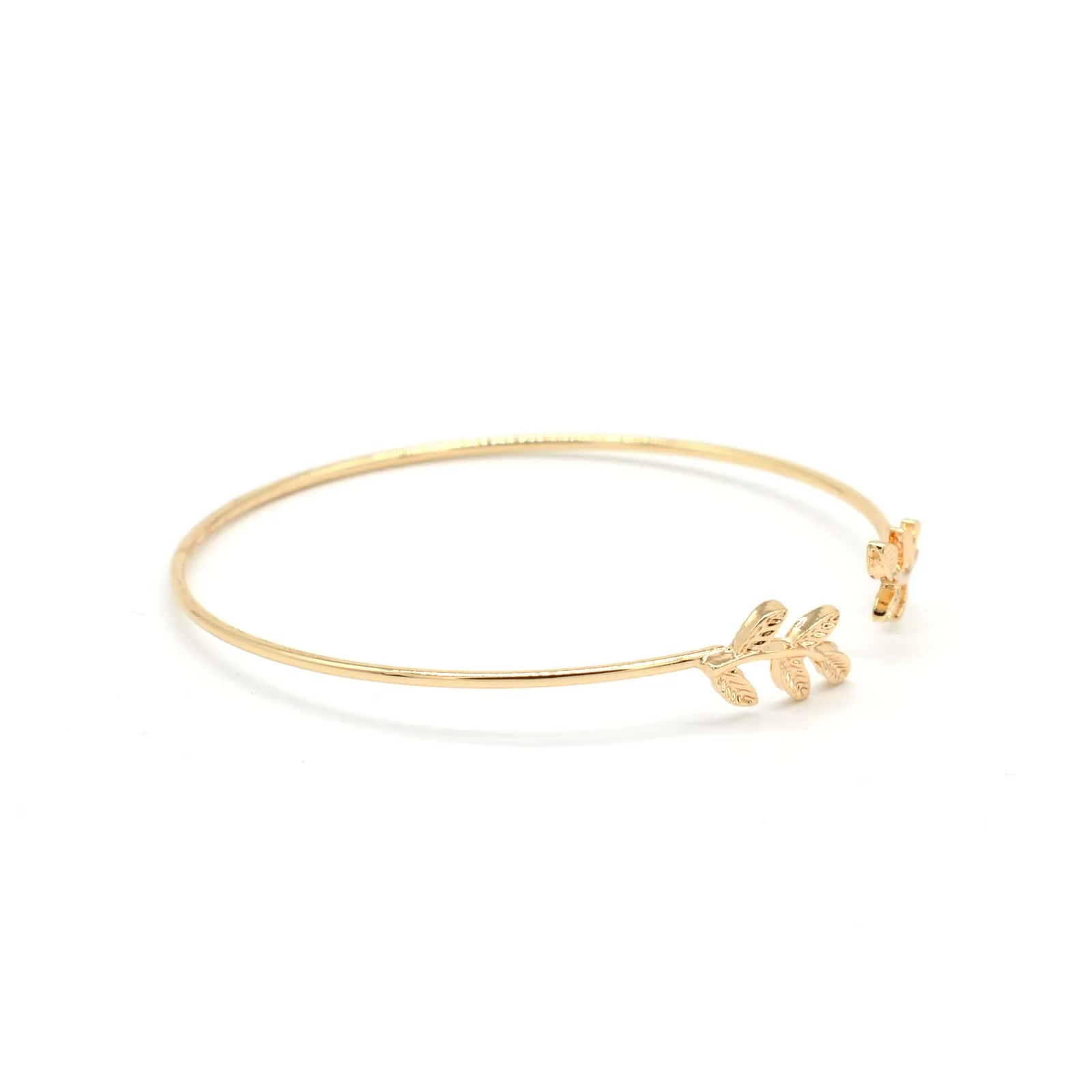 Open Cuff Leaves Gold Bracelet - Image 4