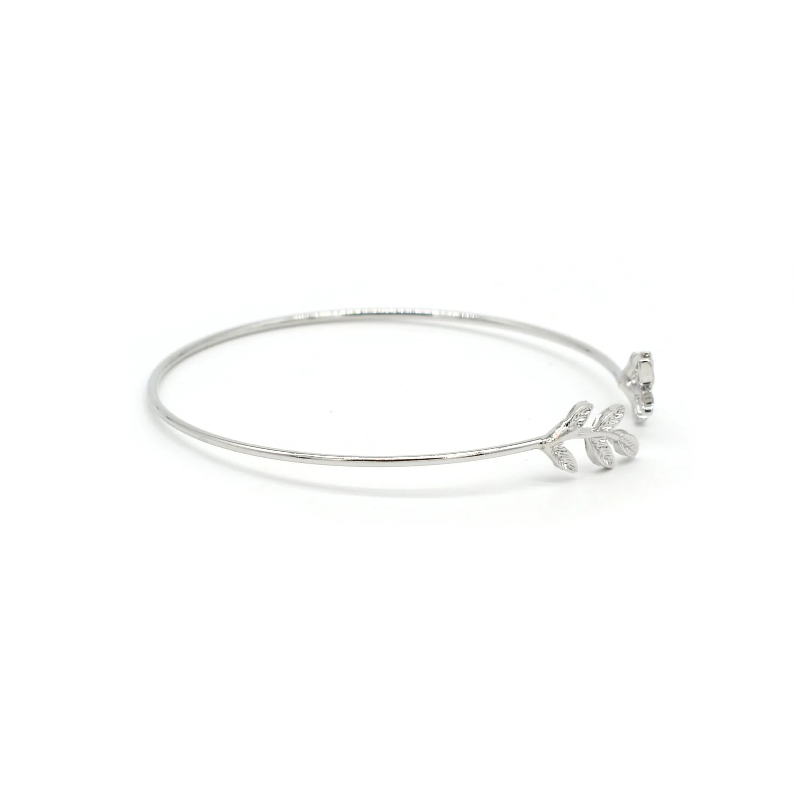 Open Cuff Leaves Silver Bracelet - Image 4