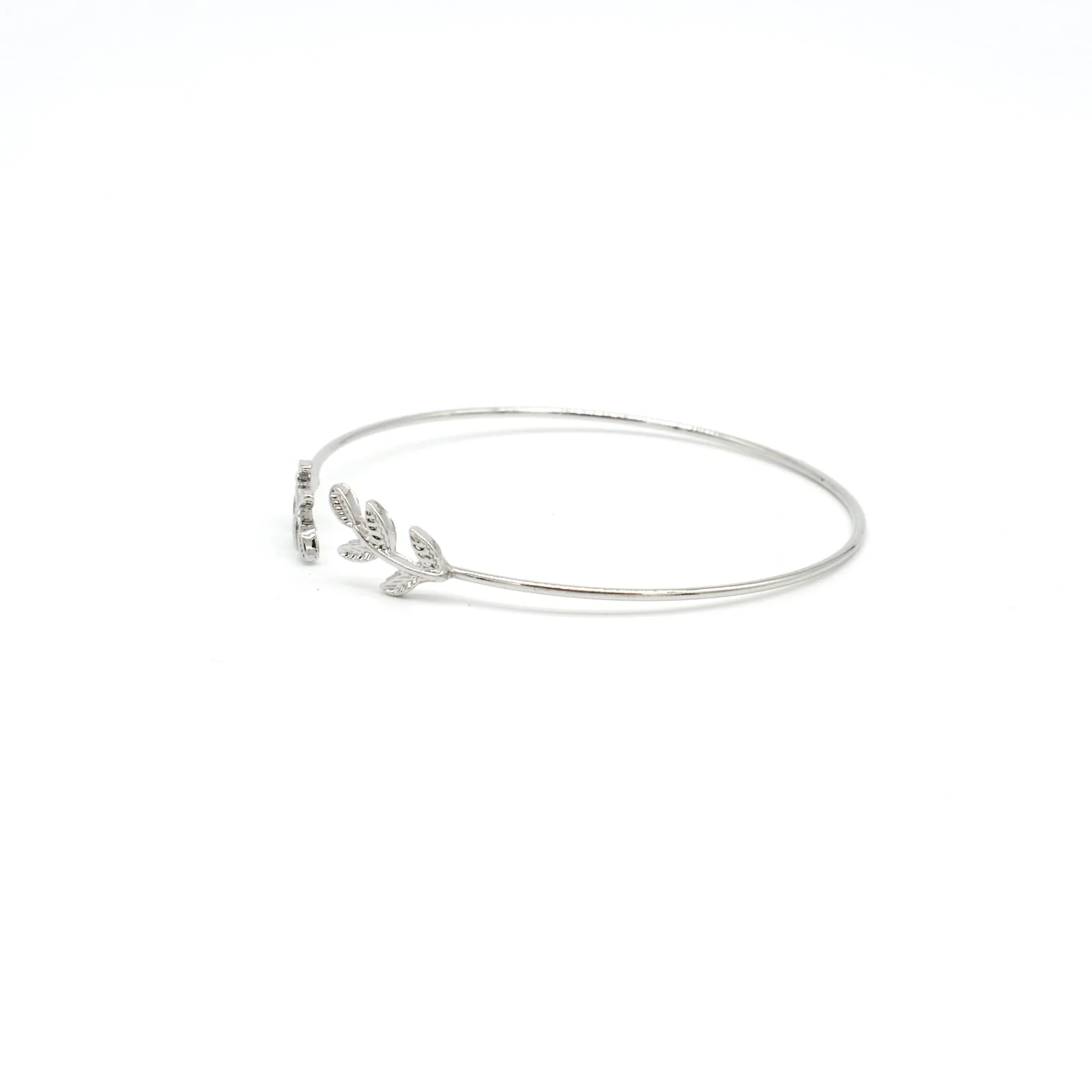 Open Cuff Leaves Silver Bracelet - Image 5