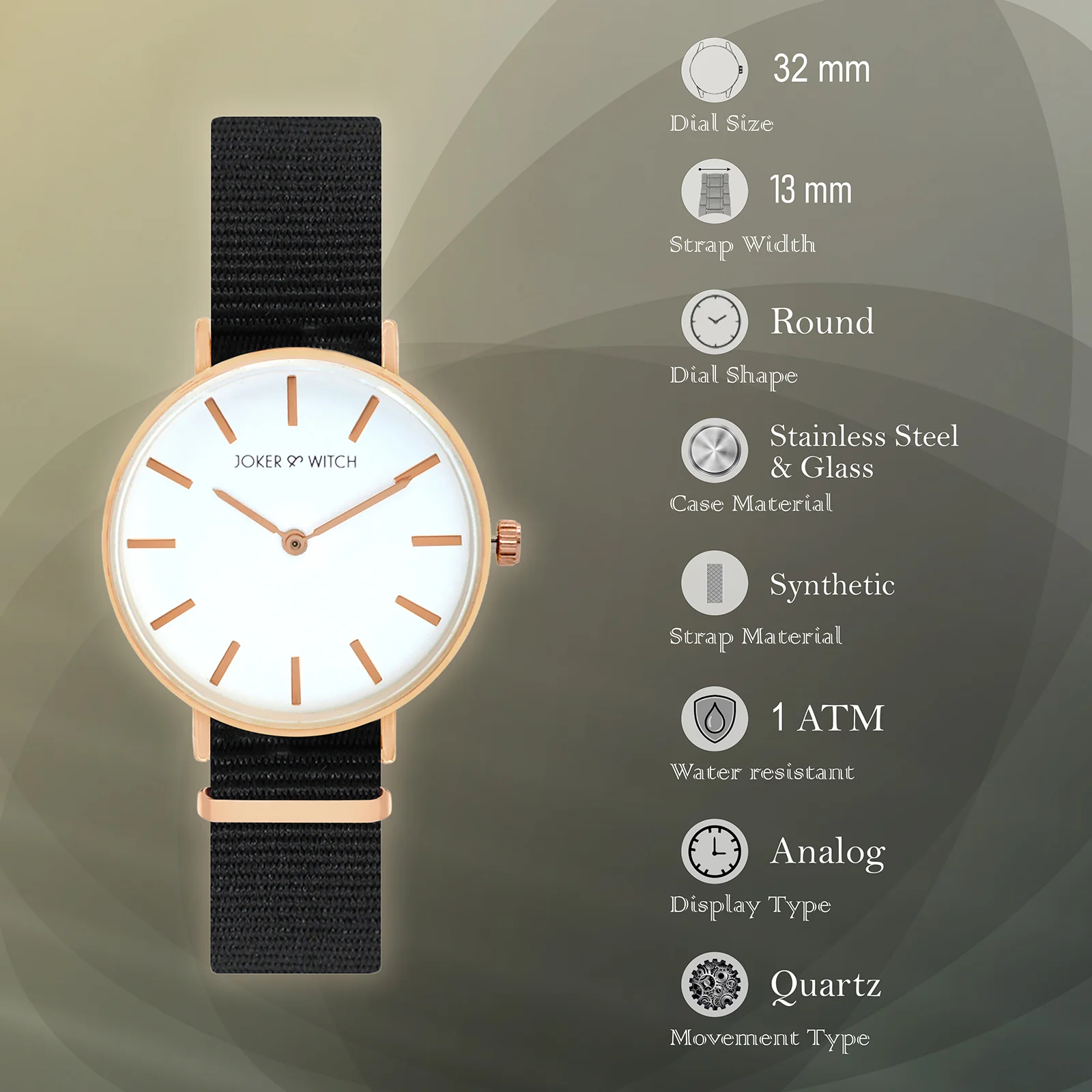 Paris White Medium Dial Black Nato Strap Women's Watch - Image 6