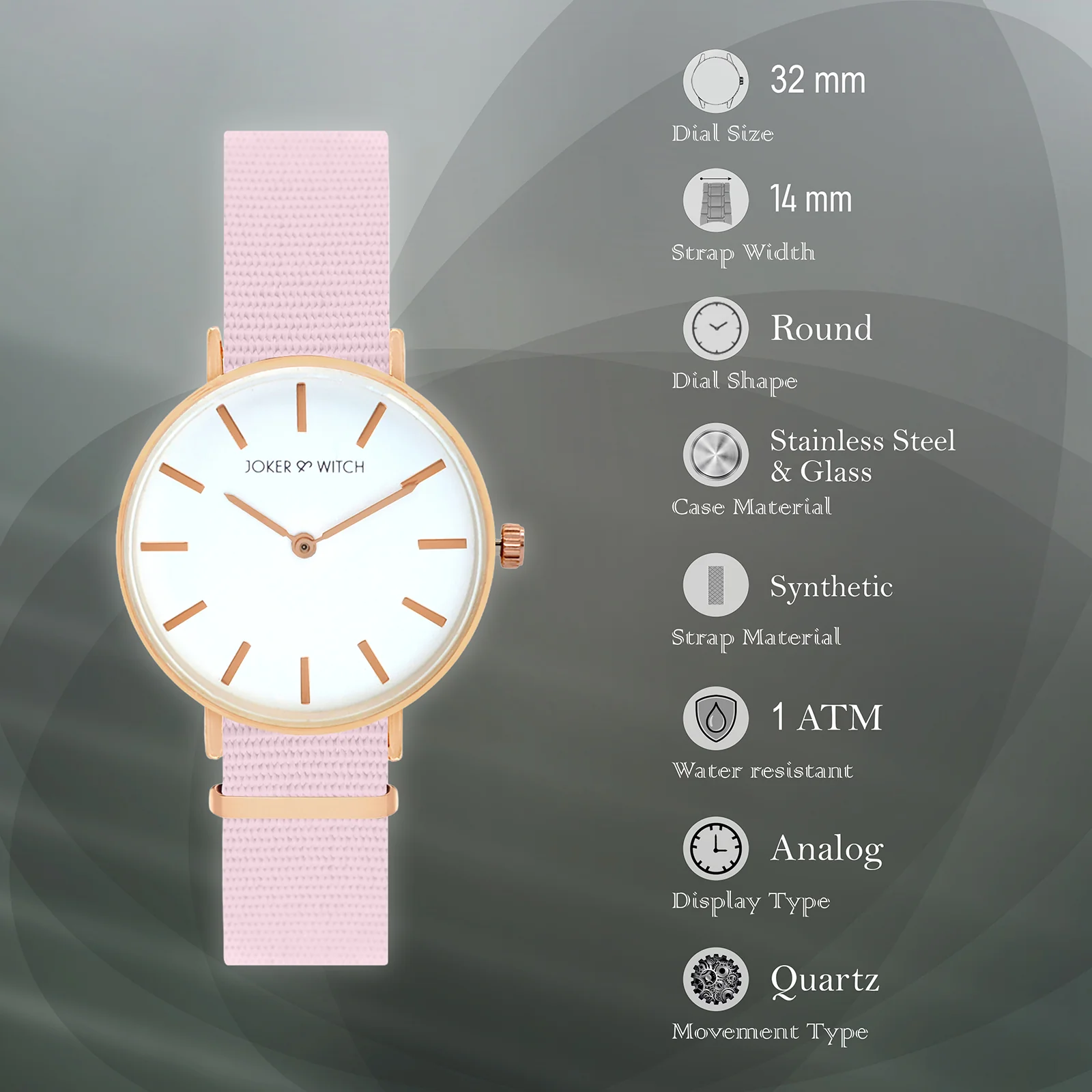 Paris White Medium Dial Pink Nato Strap Women's Watch - Image 7