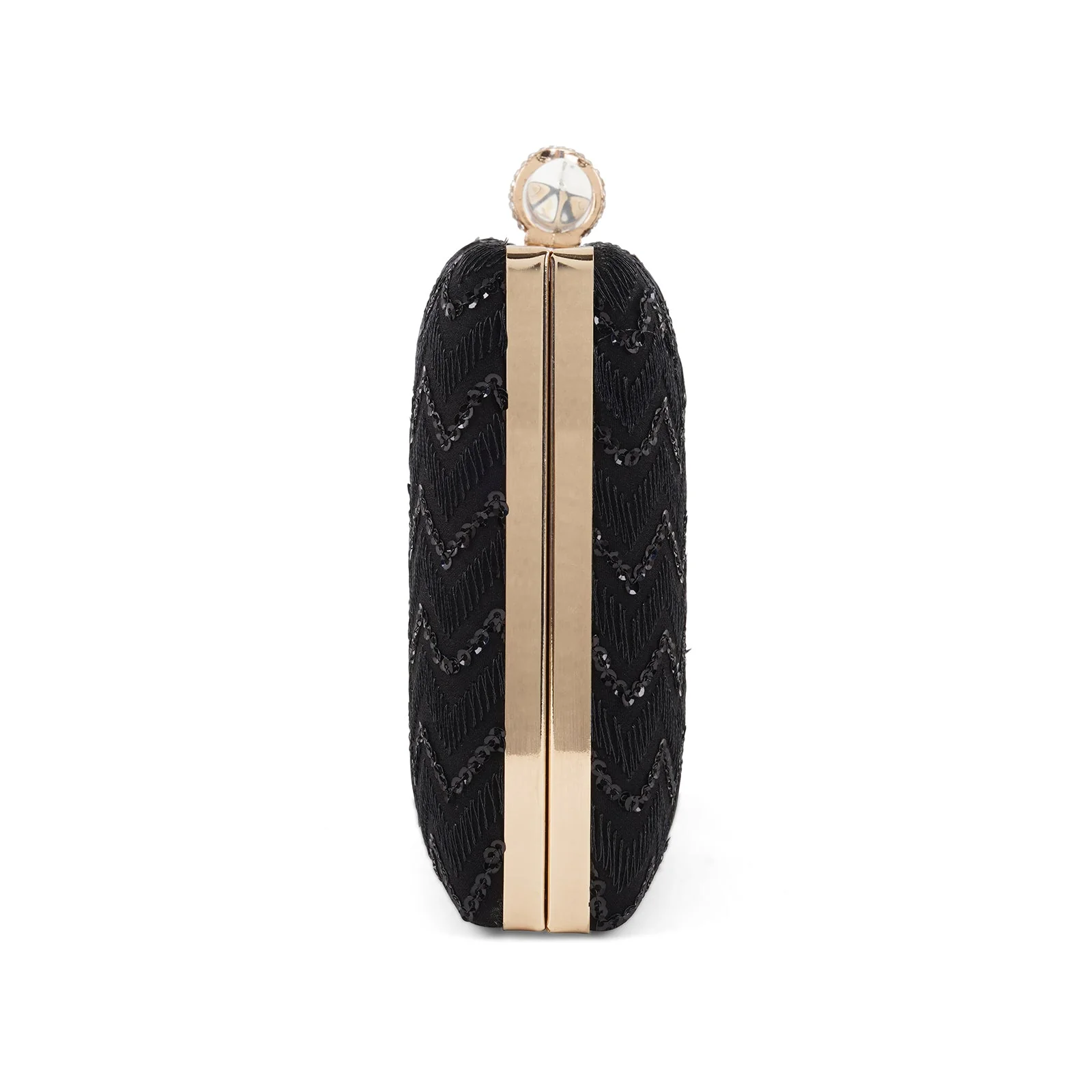Party Wave Black Sequin Embroidered Clutch - Image 5