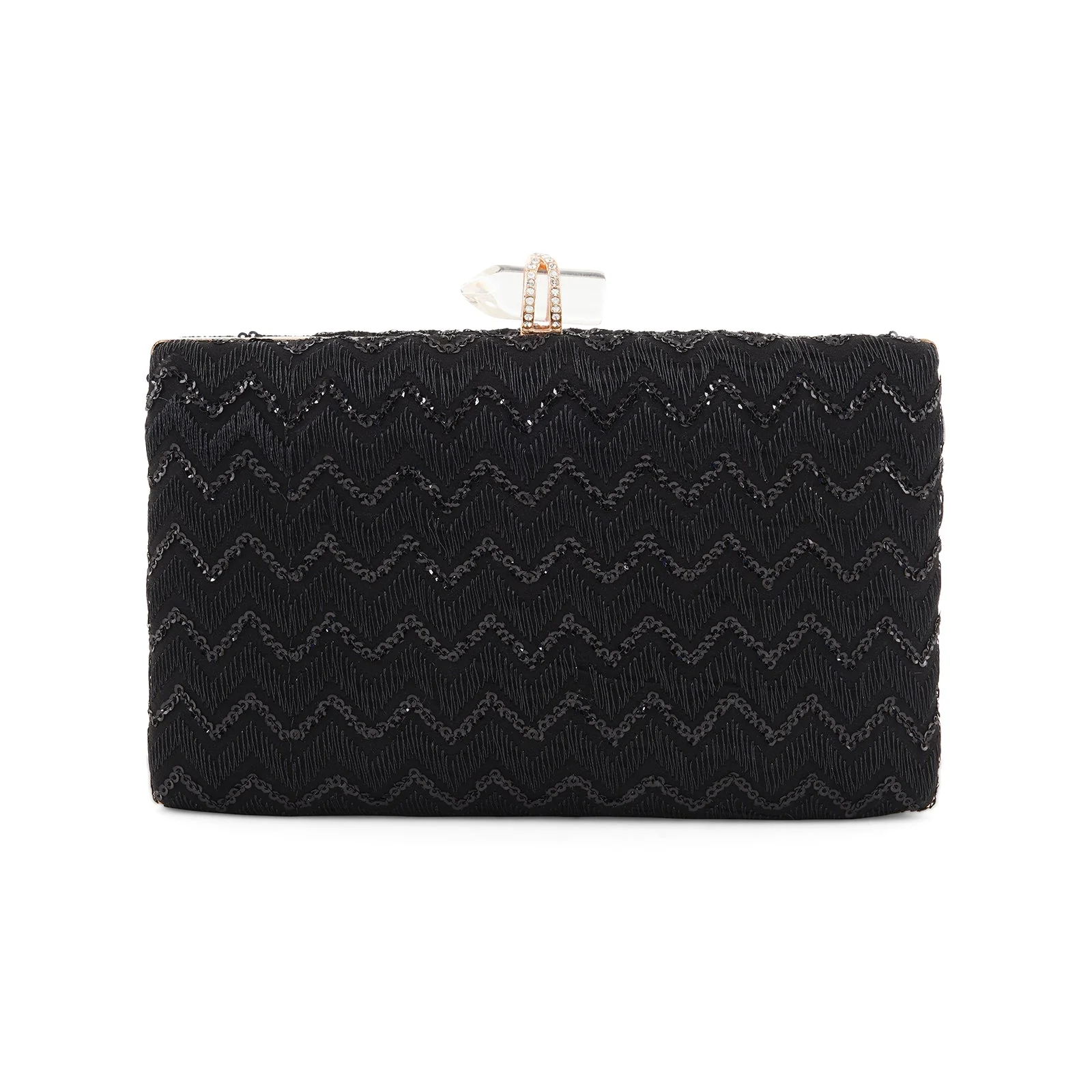 Party Wave Black Sequin Embroidered Clutch - Image 6