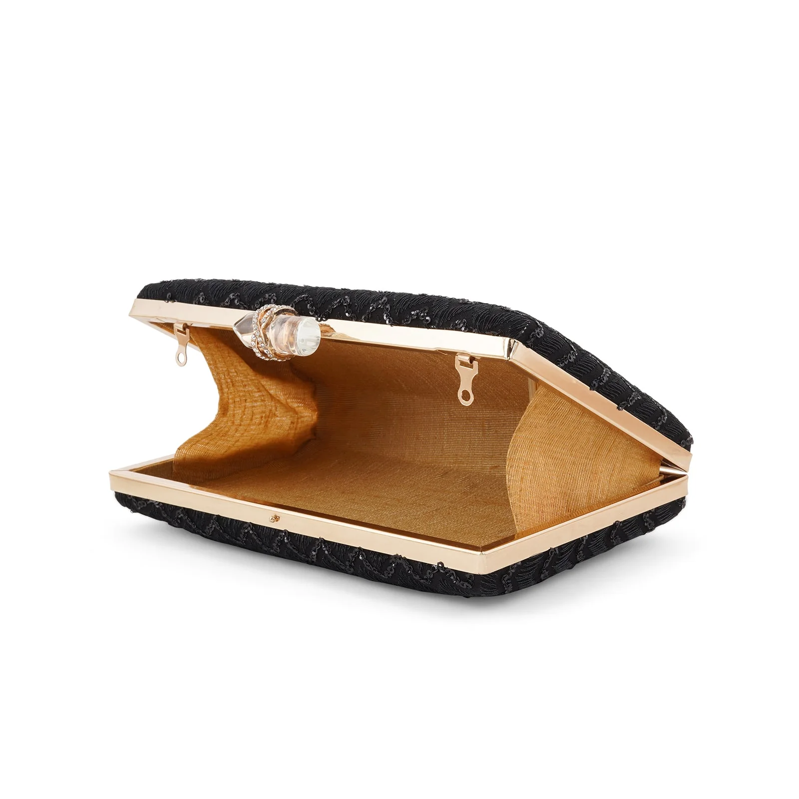 Party Wave Black Sequin Embroidered Clutch - Image 7