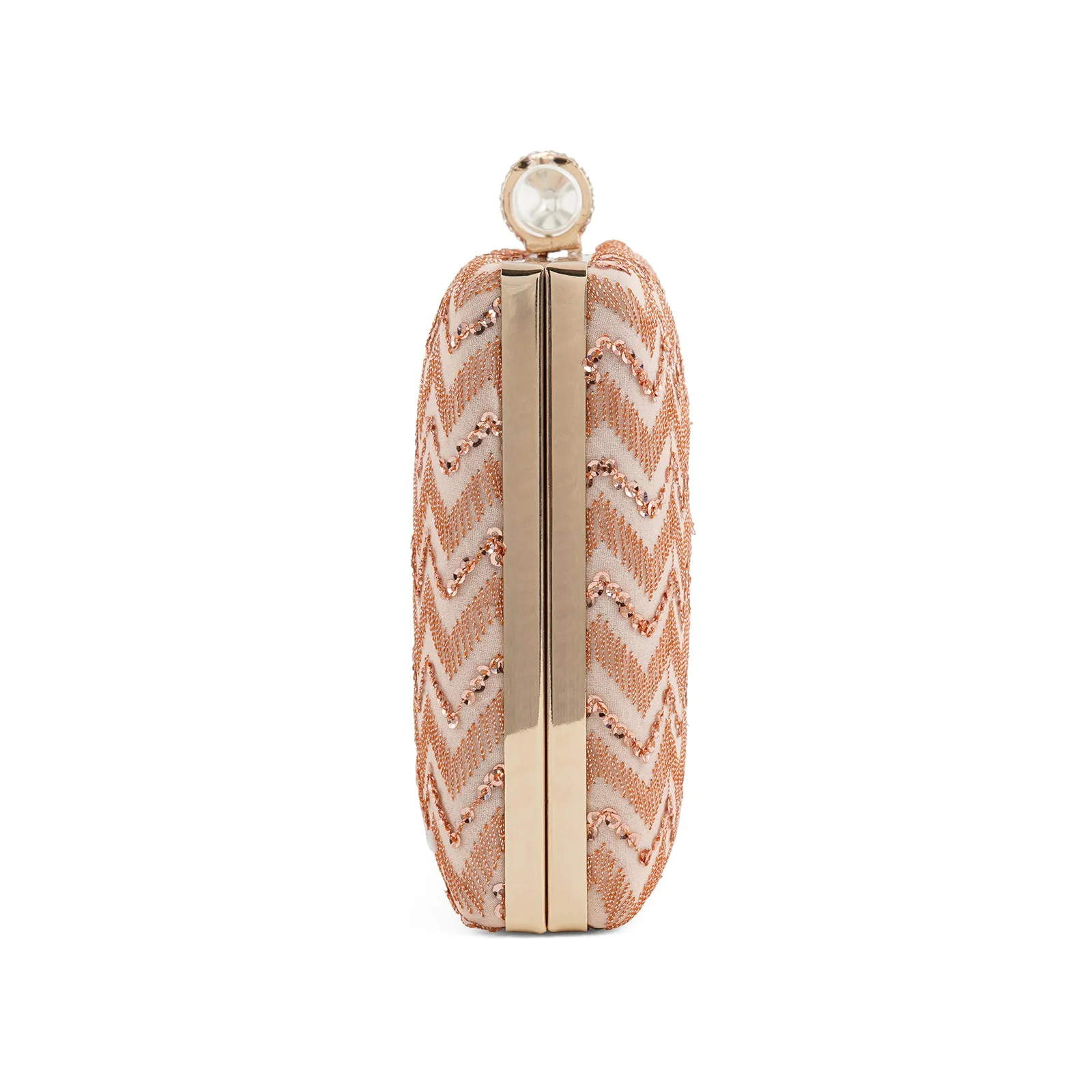 Party Wave Peach Sequin Embroidered Clutch - Image 5