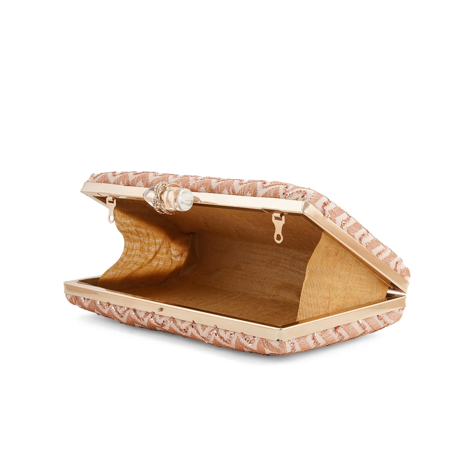 Party Wave Peach Sequin Embroidered Clutch - Image 7