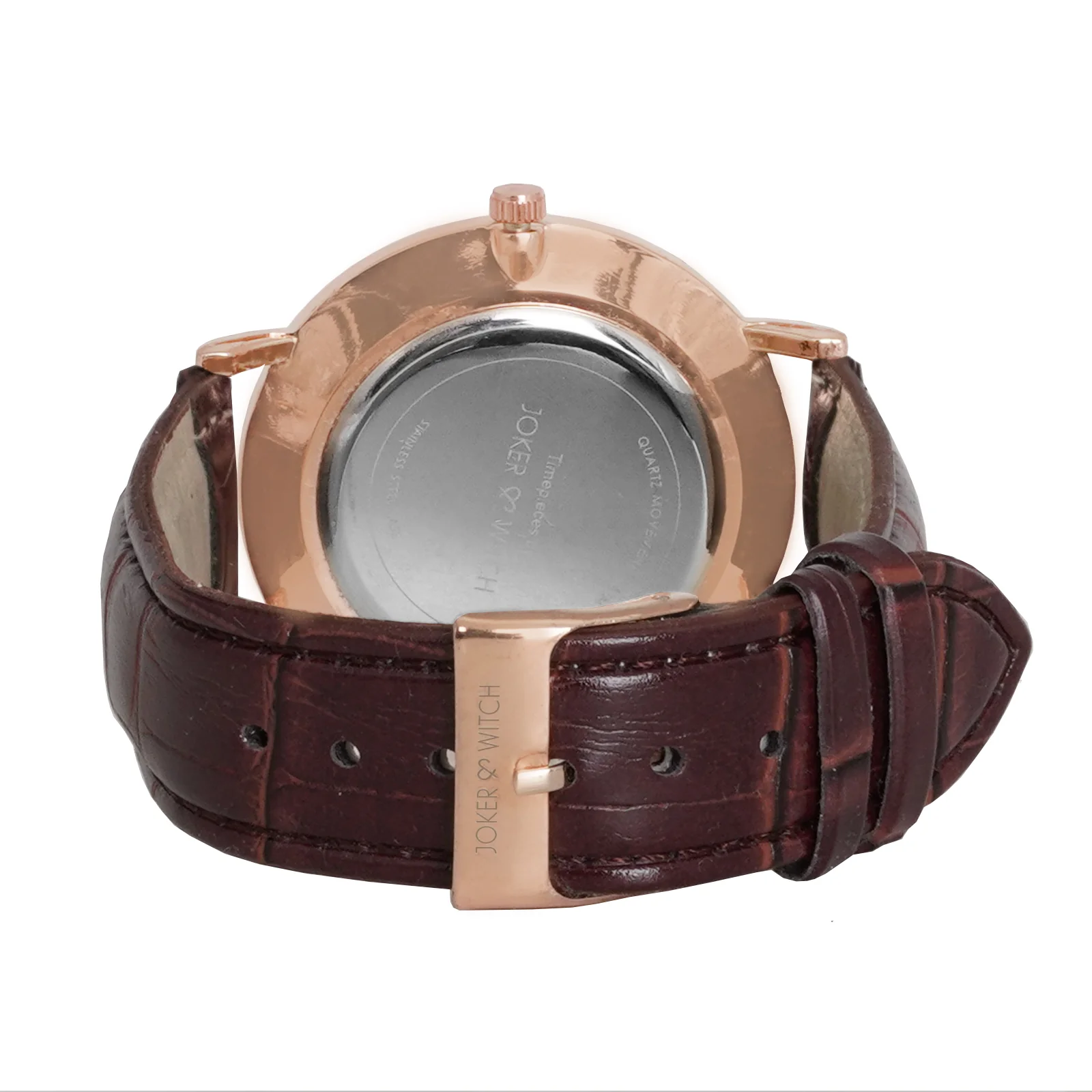 Paul Black Large Dial Brown Croc Strap Men's Watch - Image 3