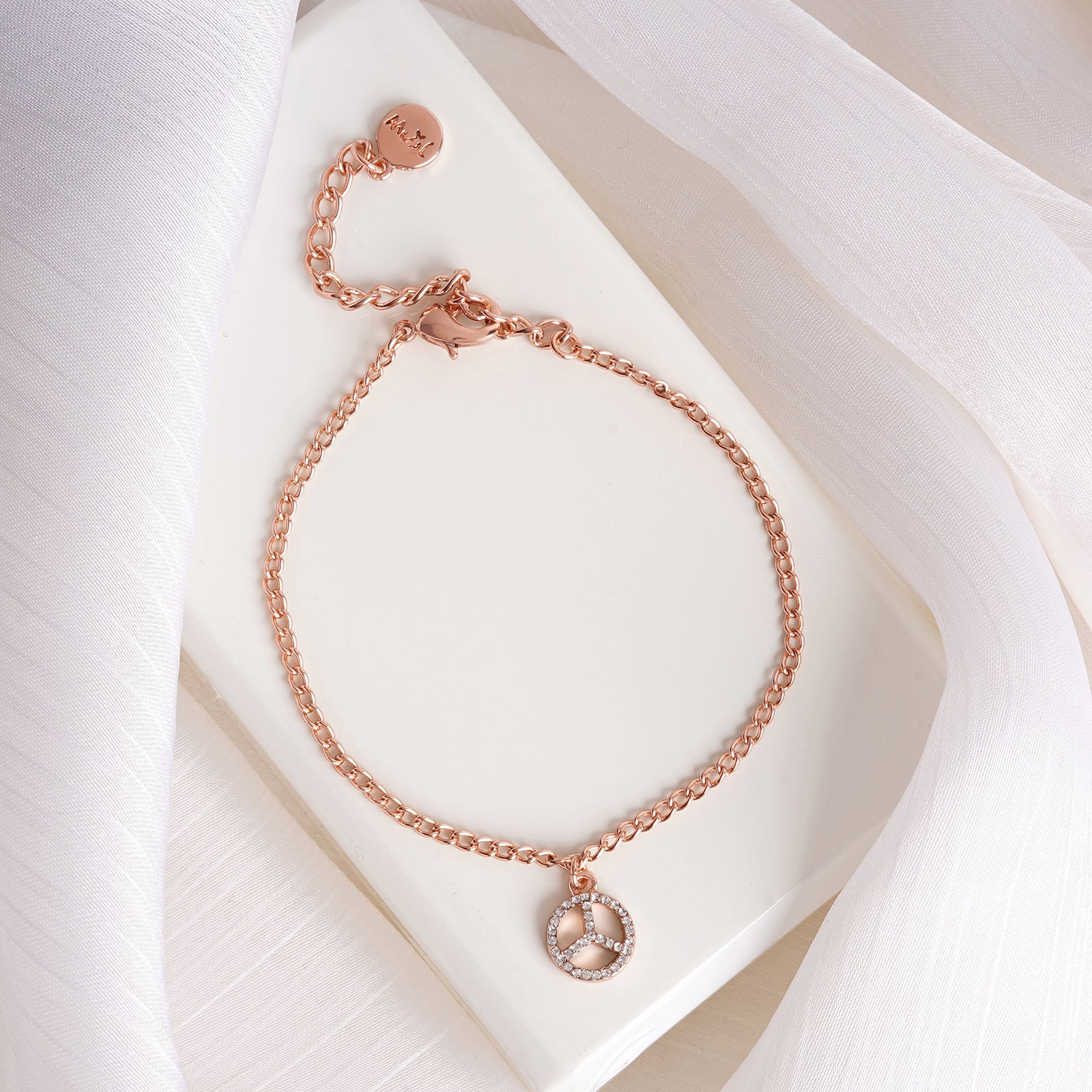 Peace Out Rose Gold Bracelet Charm - Image 2