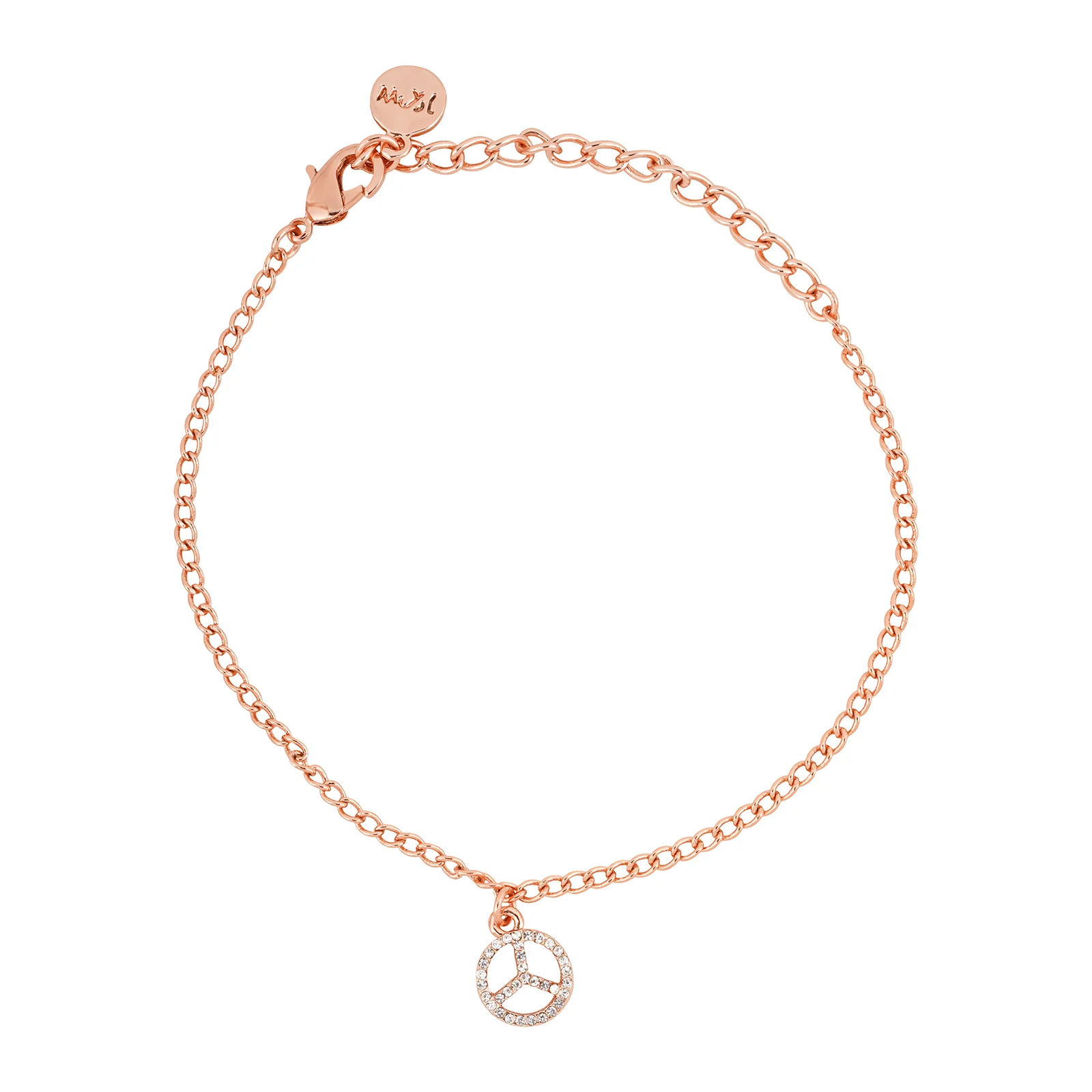 Peace Out Rose Gold Bracelet Charm - Image 3