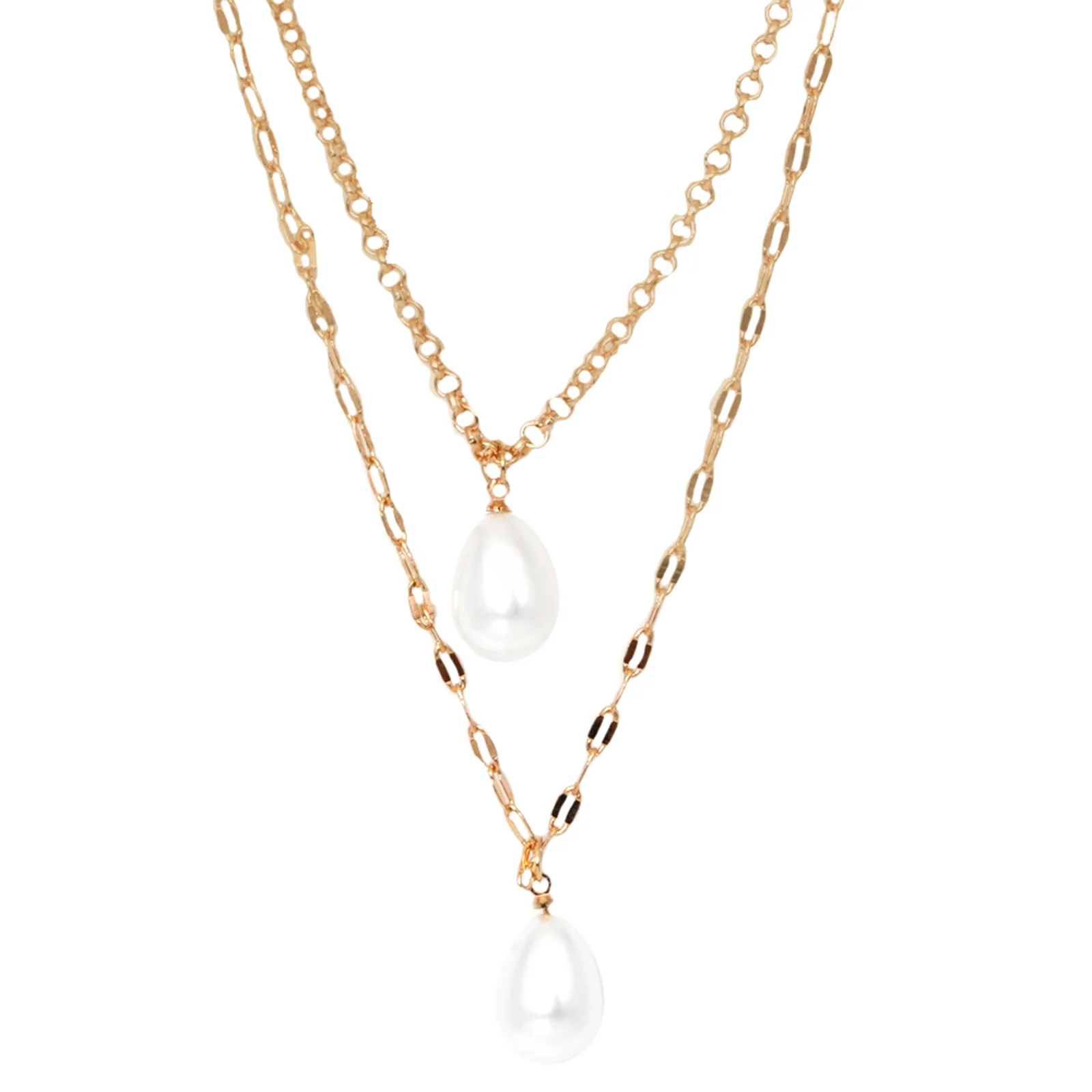 Pearl Drop Dainty Gold Layered Necklace - Image 7