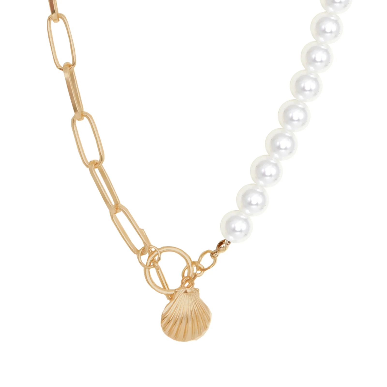 Pearl Shell Link Chain Necklace - Image 3