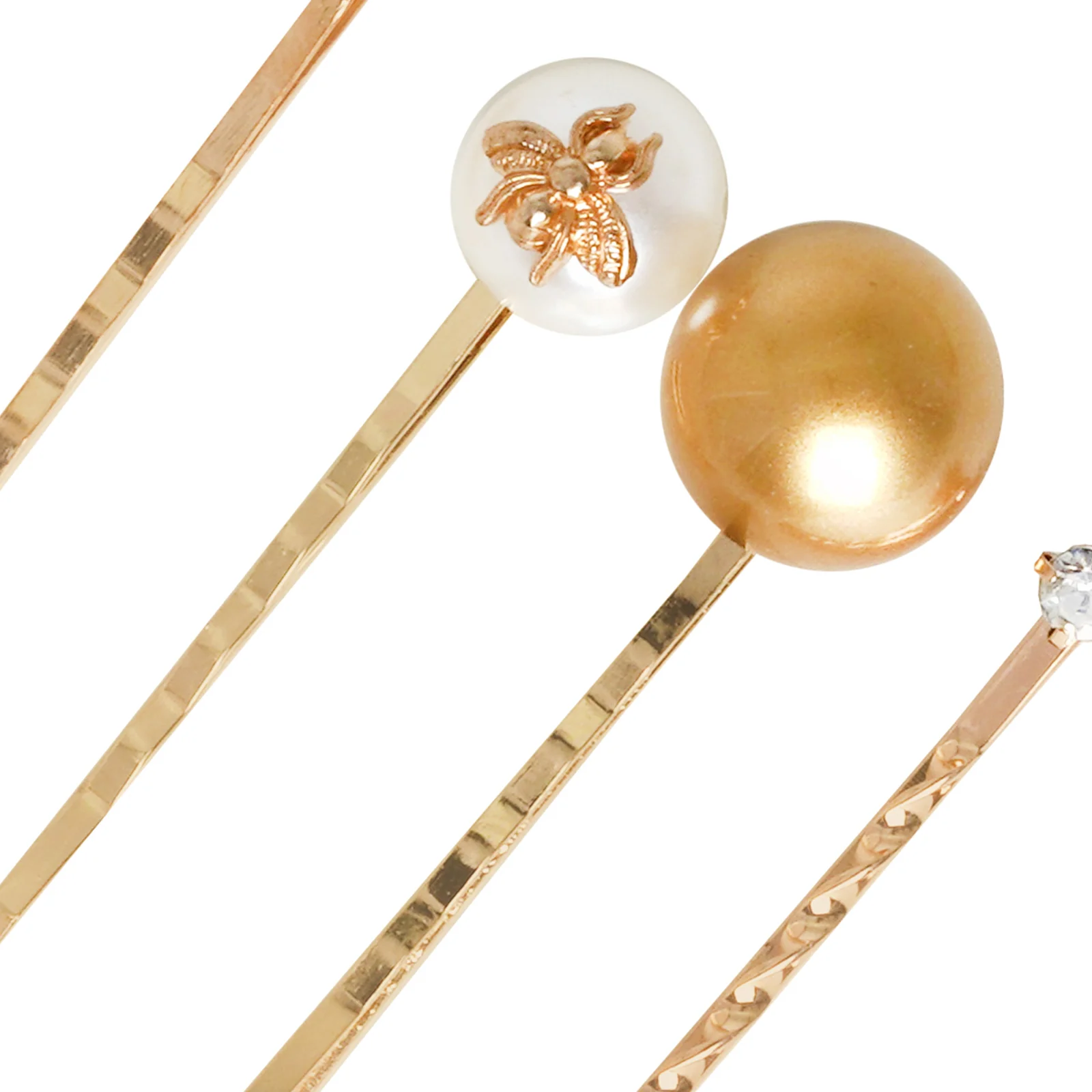Pearly Set of 4 Gold Hair Pins - Image 3