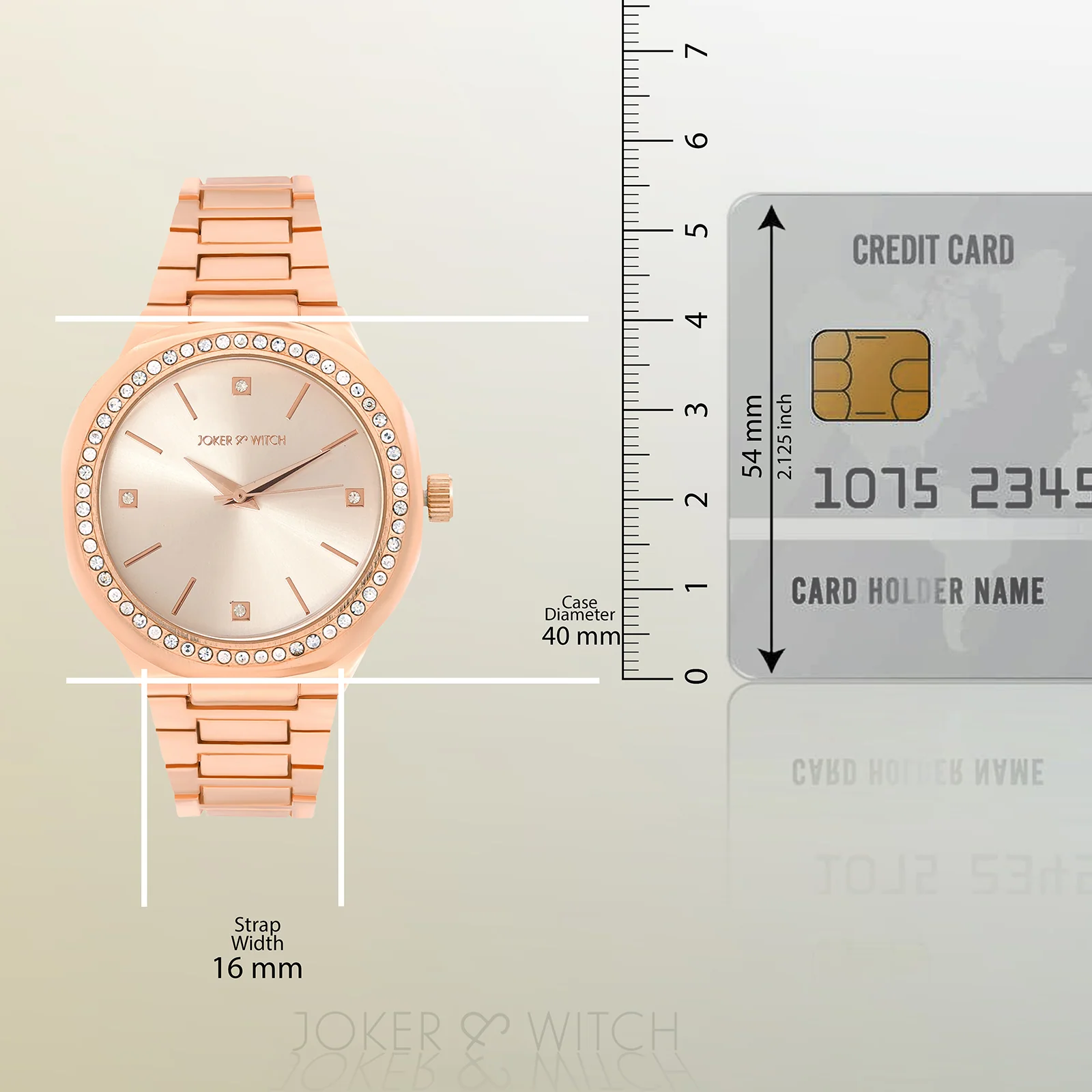 Pegasus Rose Gold Large Rhinestone Dial Linked Chain Strap Women's Watch - Image 8