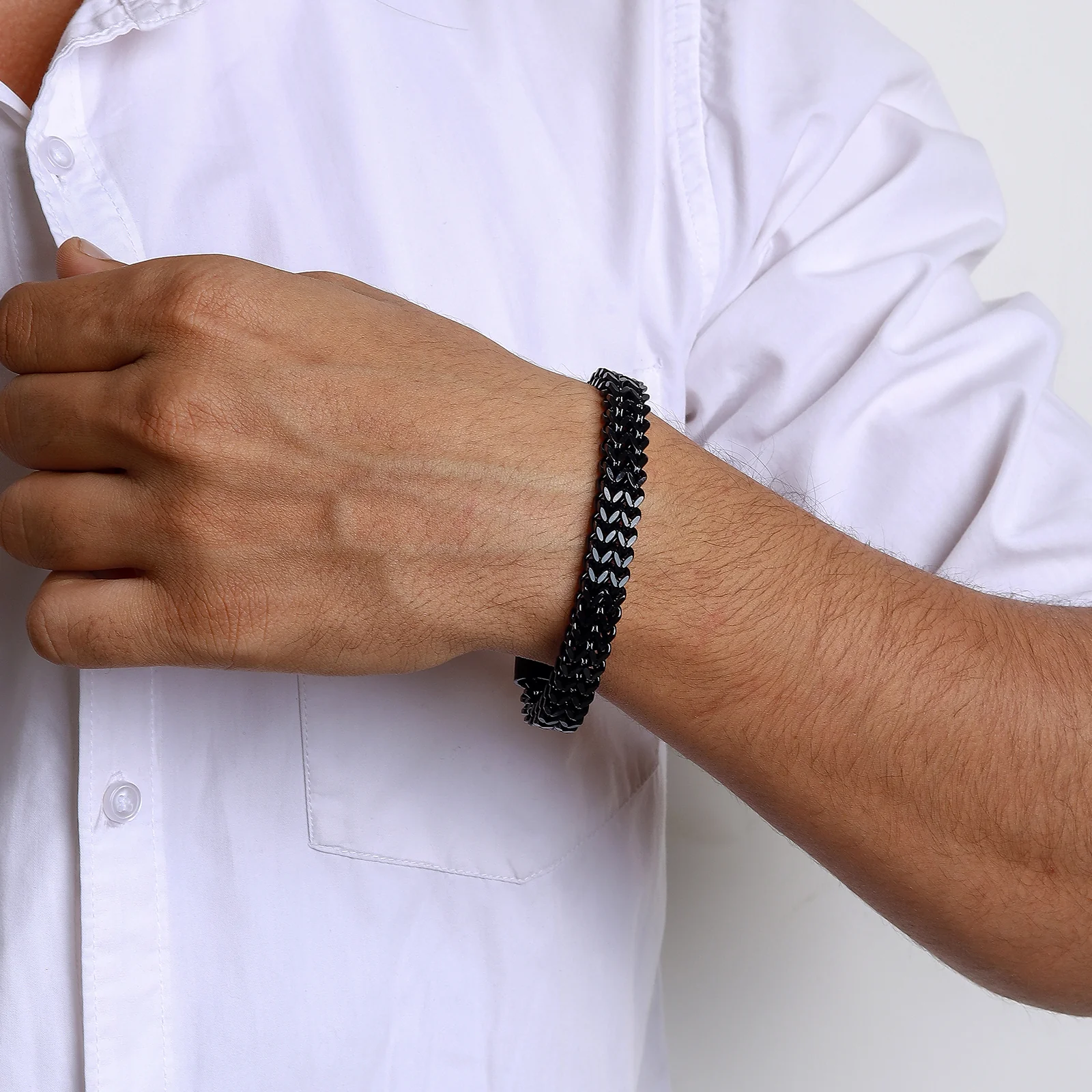 Perseus Black Stainless Steel Chain Bracelet - Image 2