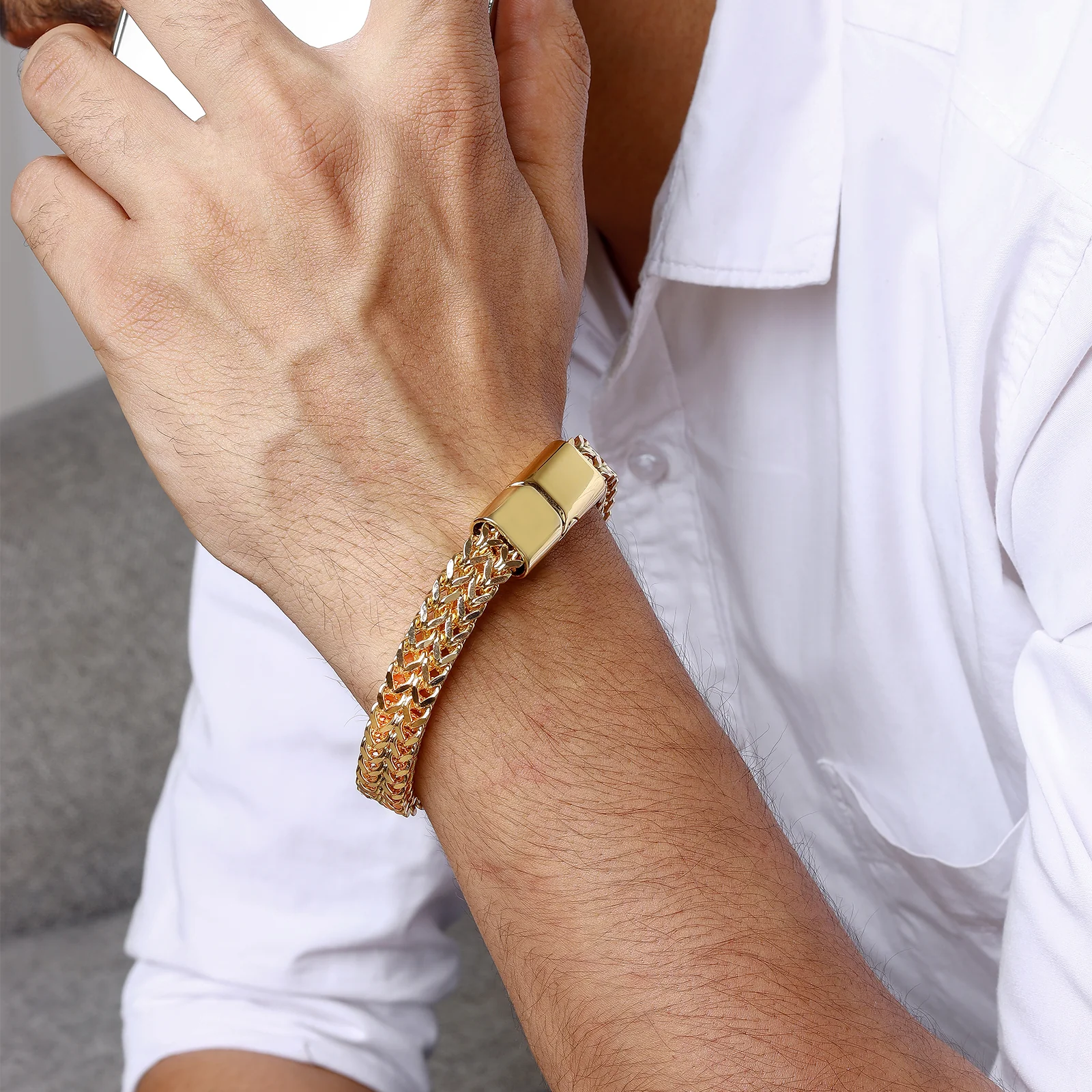 Perseus Gold Stainless Steel Chain Bracelet - Image 2