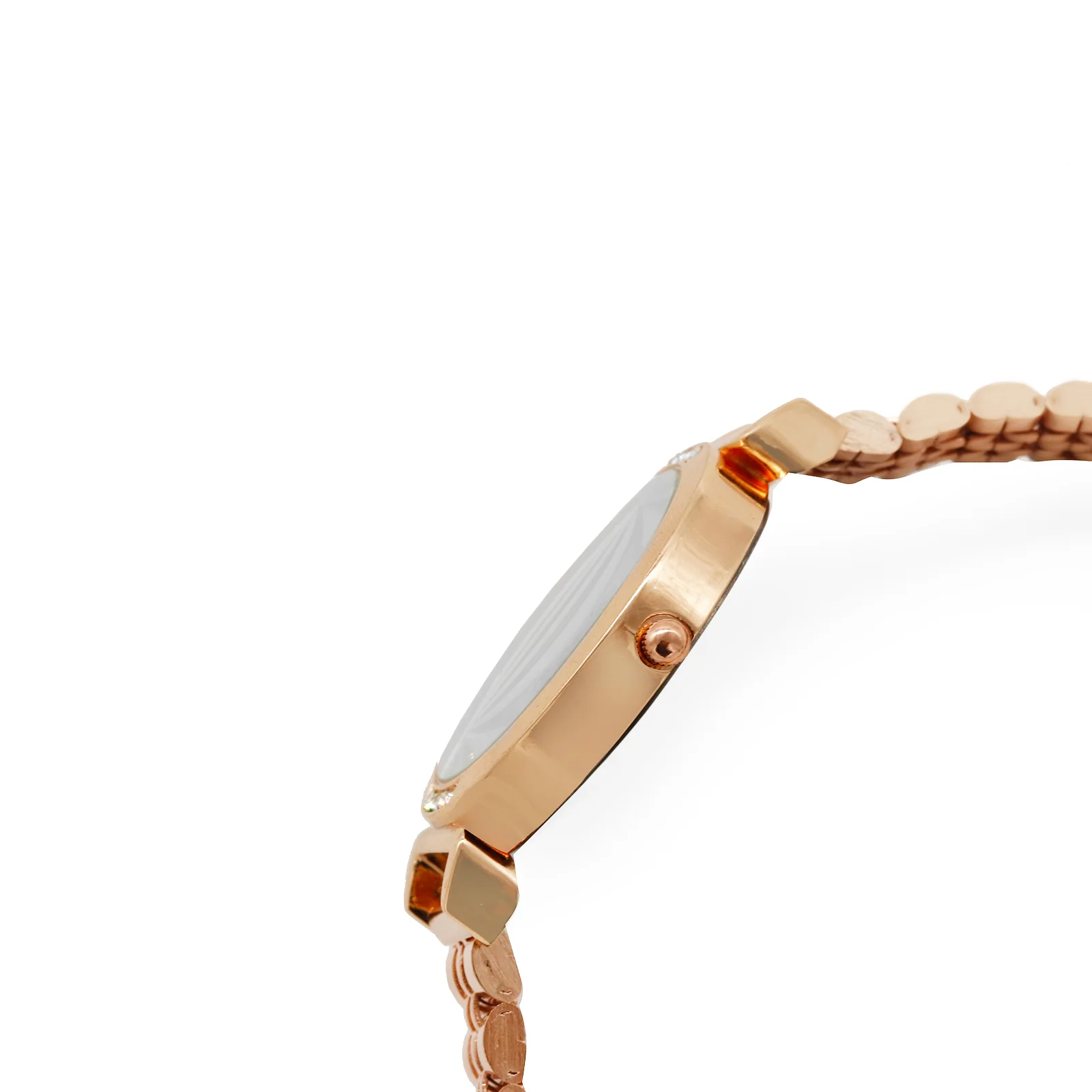 Petite Black Medium Dial Rose Gold Linked Chain Strap Women's Watch - Image 4