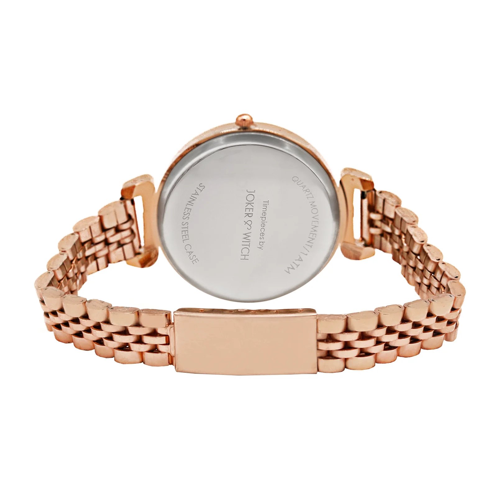 Petite Black Medium Dial Rose Gold Linked Chain Strap Women's Watch - Image 6