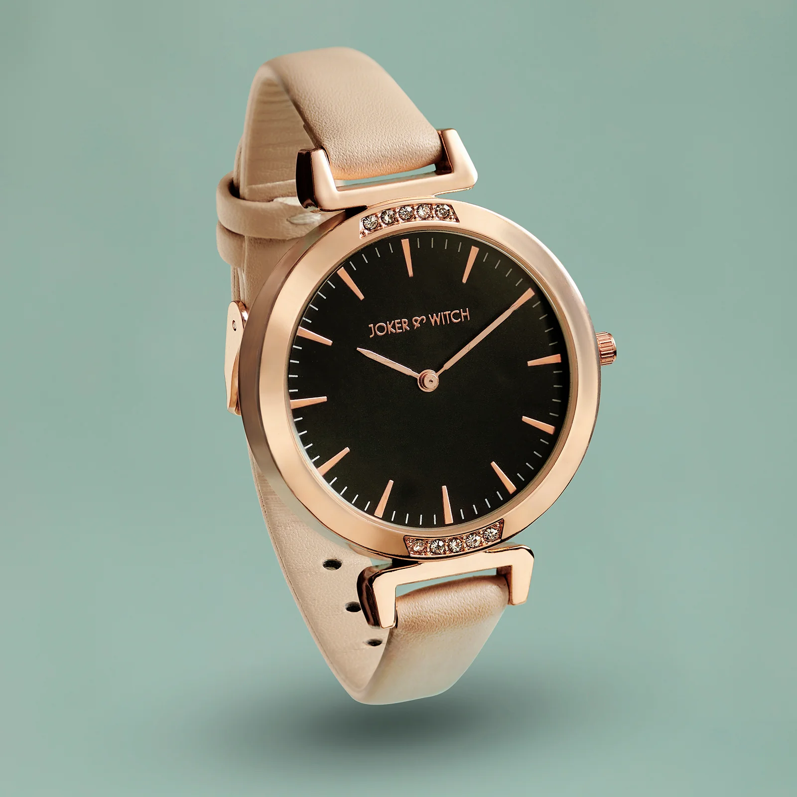 Petite Black Medium Dial Beige PU Strap Women's Watch - Image 2