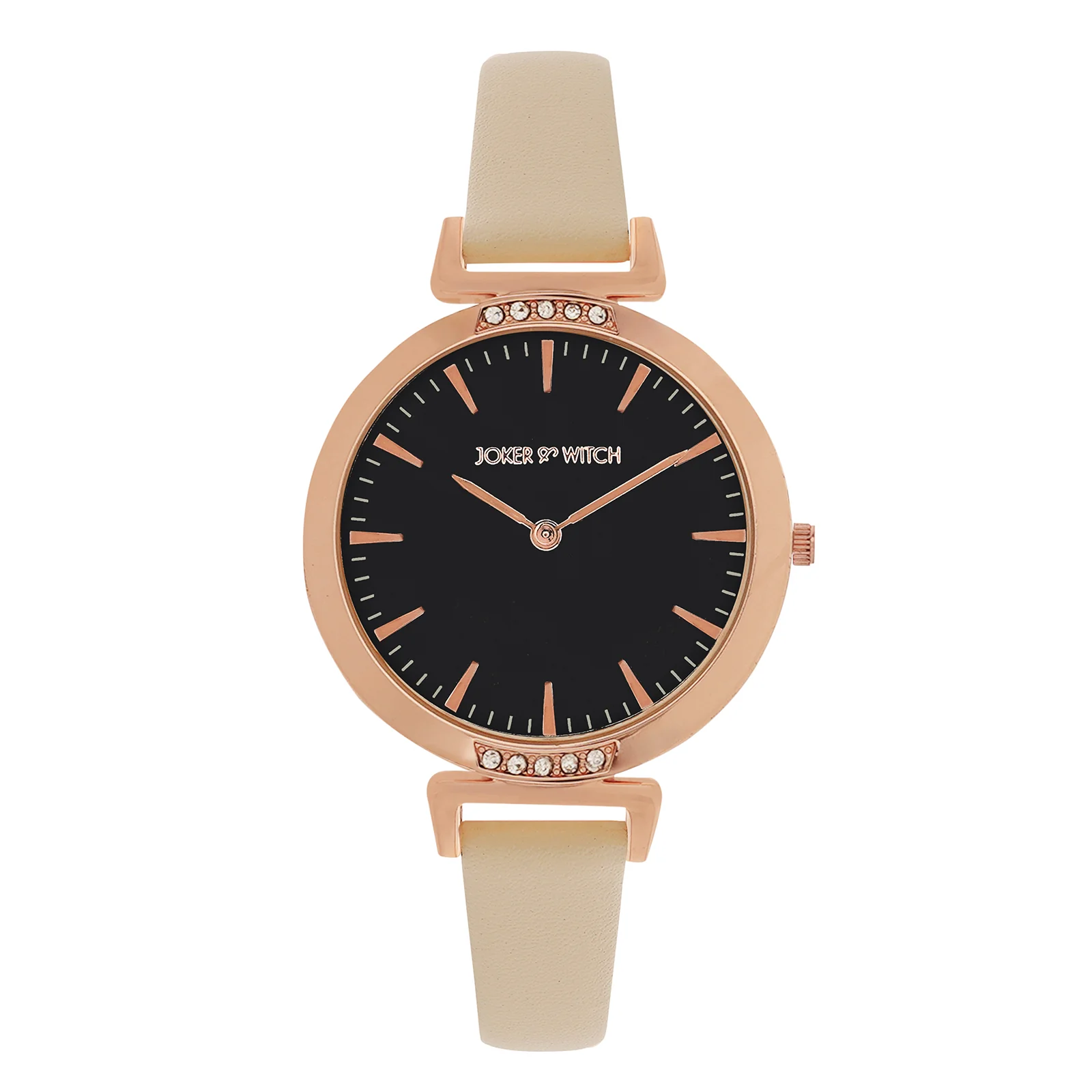 Petite Black Medium Dial Beige PU Strap Women's Watch - Image 3