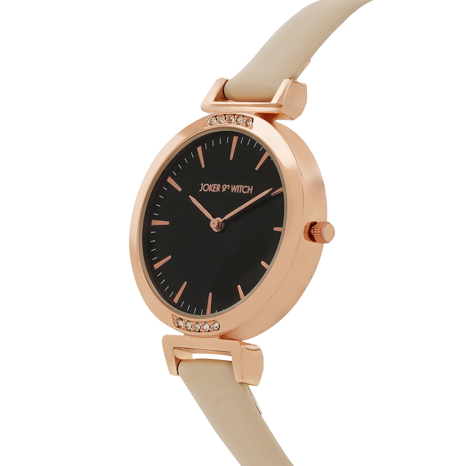 Petite Black Medium Dial Beige PU Strap Women's Watch - Image 4