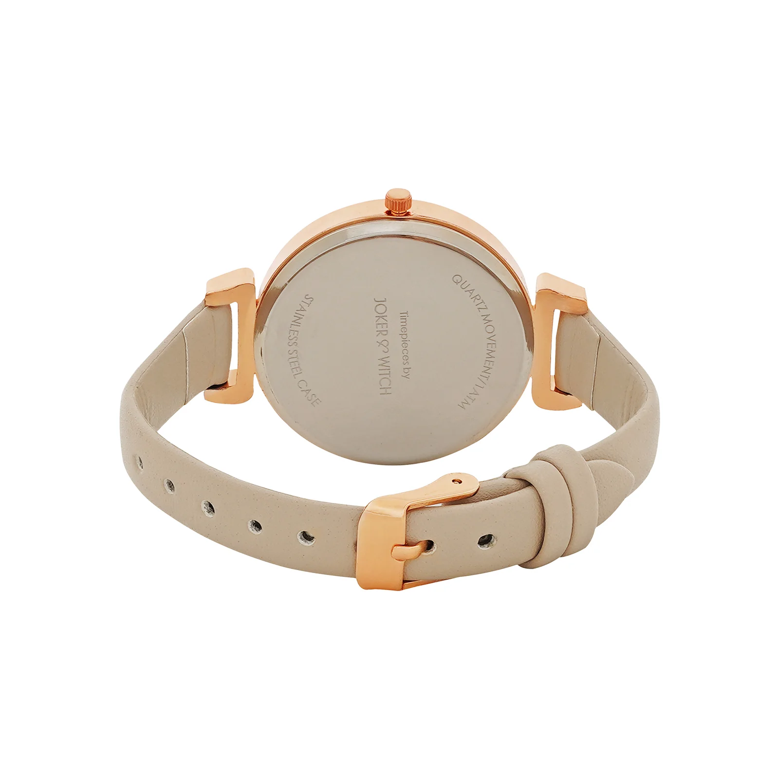 Petite Black Medium Dial Beige PU Strap Women's Watch - Image 6