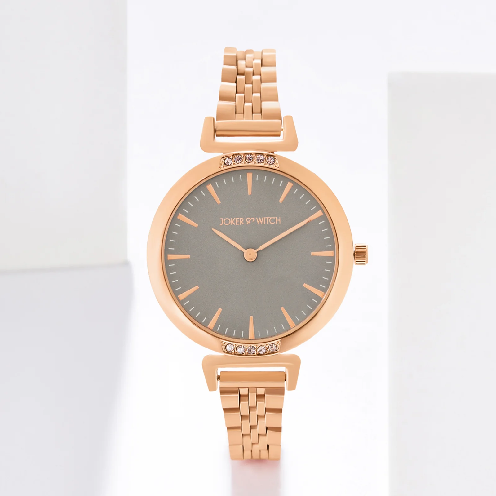 Petite Grey Medium Dial Rose Gold Linked Chain Strap Women's Watch - Image 2