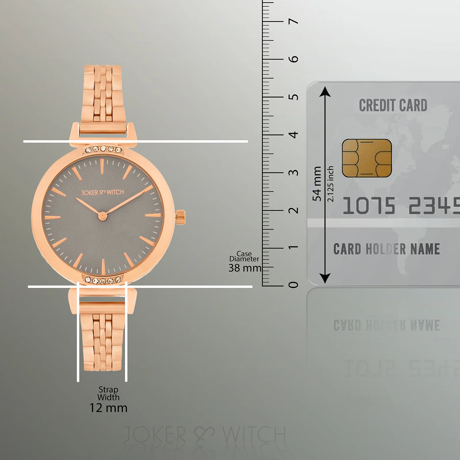 Petite Grey Medium Dial Rose Gold Linked Chain Strap Women's Watch - Image 8
