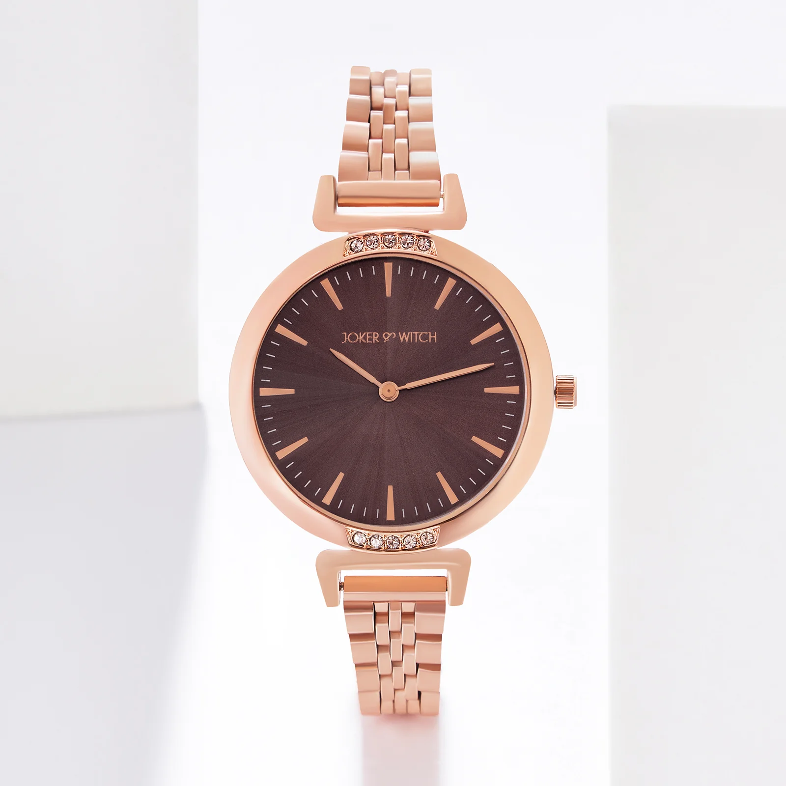 Petite Taupe Medium Dial Rose Gold Linked Chain Strap Women's Watch - Image 2
