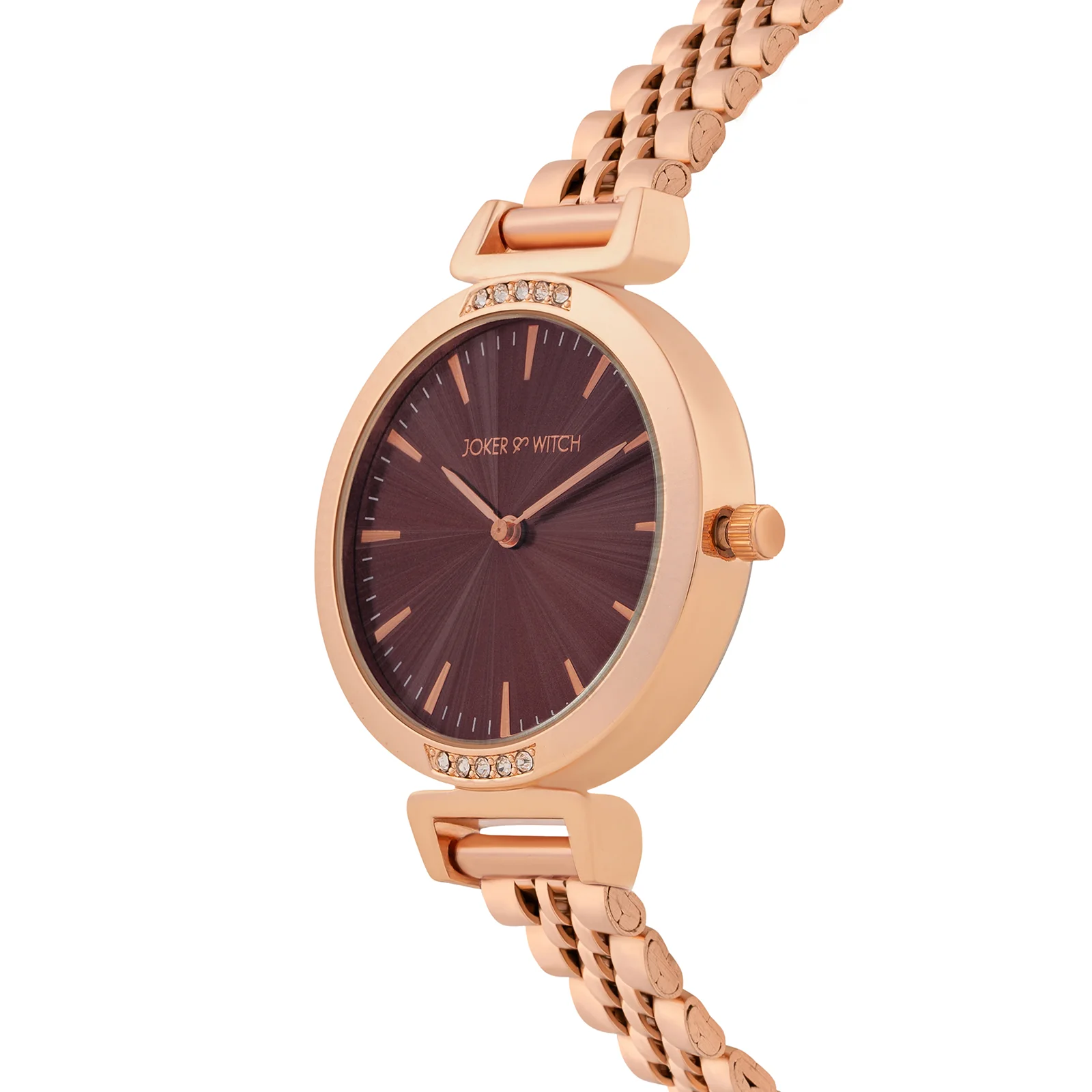 Petite Taupe Medium Dial Rose Gold Linked Chain Strap Women's Watch - Image 4