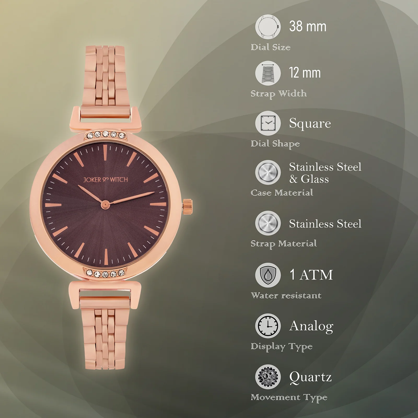 Petite Taupe Medium Dial Rose Gold Linked Chain Strap Women's Watch - Image 7