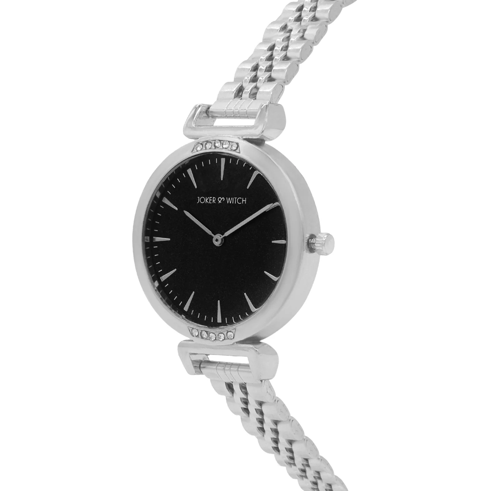 Petite Black Medium Dial Silver Linked Chain Strap Women's Watch - Image 3