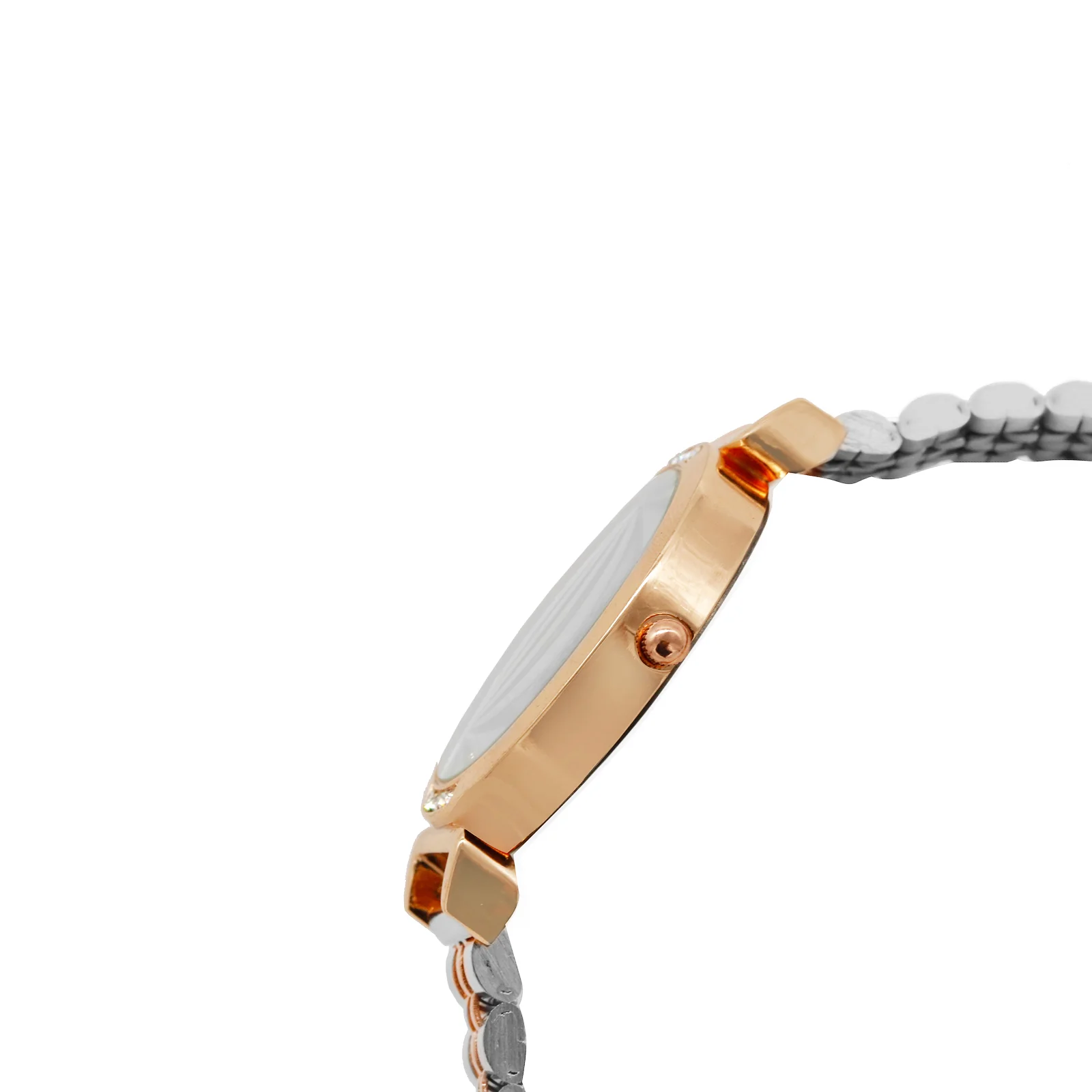 Petite White Medium Dial Dual Tone Linked Chain Strap Women's Watch - Image 5