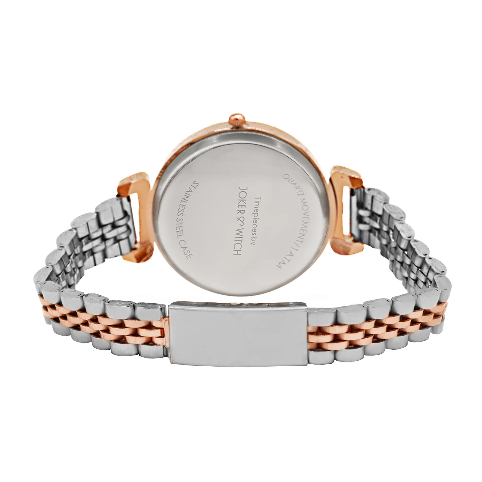 Petite White Medium Dial Dual Tone Linked Chain Strap Women's Watch - Image 6