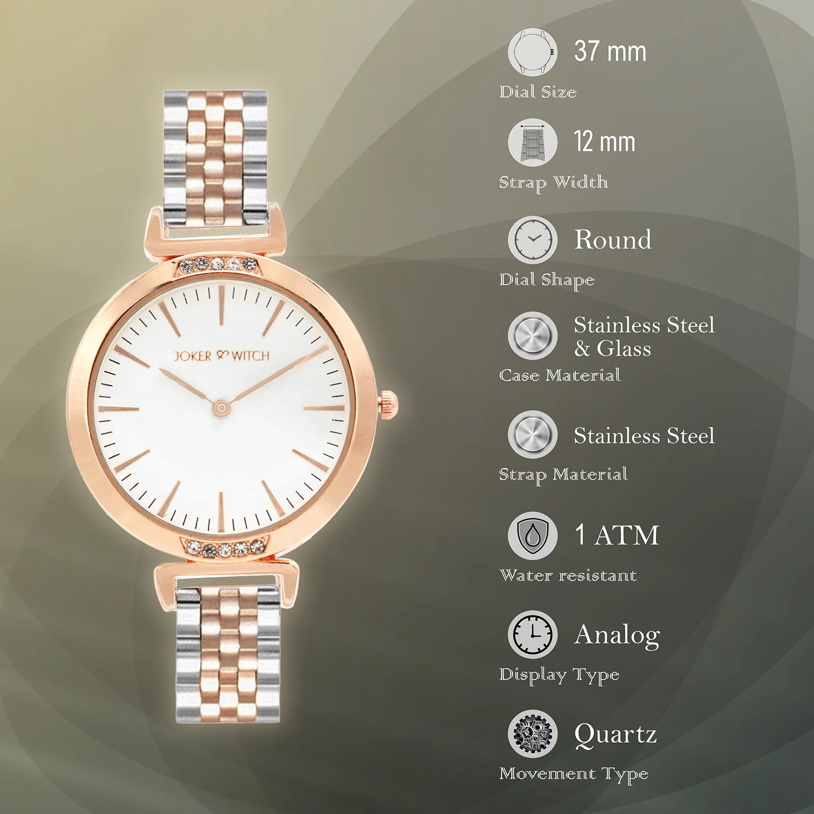 Petite White Medium Dial Dual Tone Linked Chain Strap Women's Watch - Image 7
