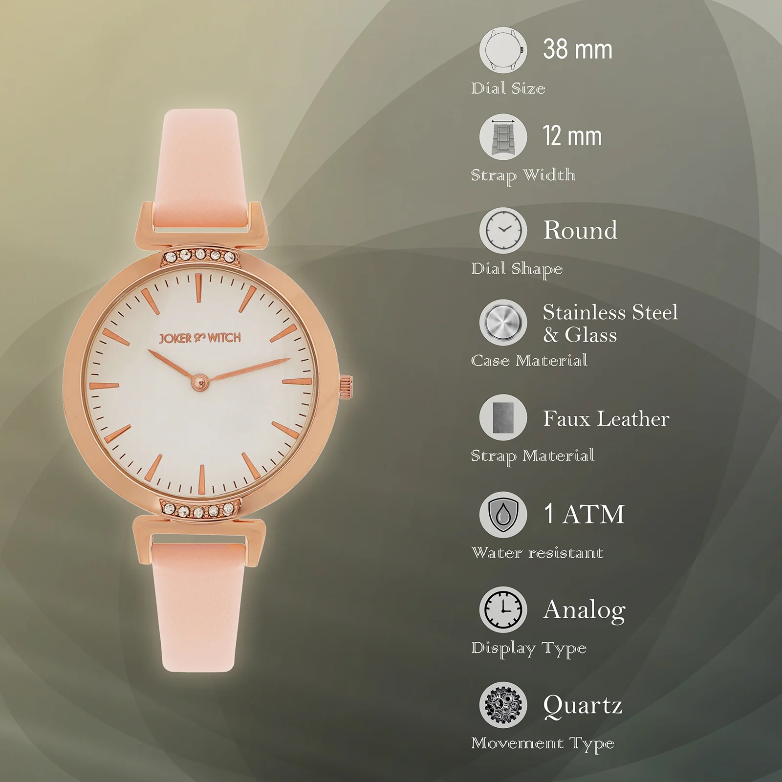 Petite White Medium Dial Pink PU Strap Women's Watch - Image 7
